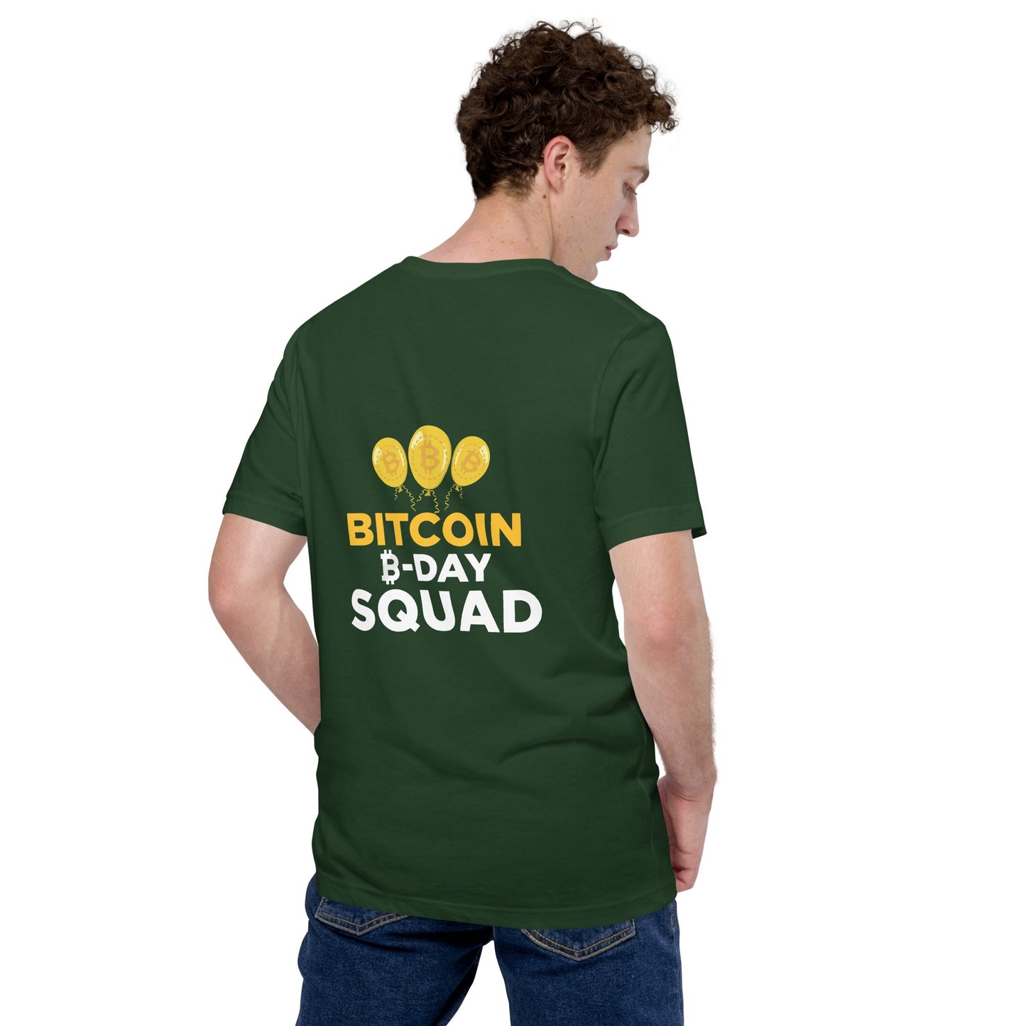 Bitcoin B-Day Squad - Unisex t-shirt ( Back Print ) by DarkByteGear