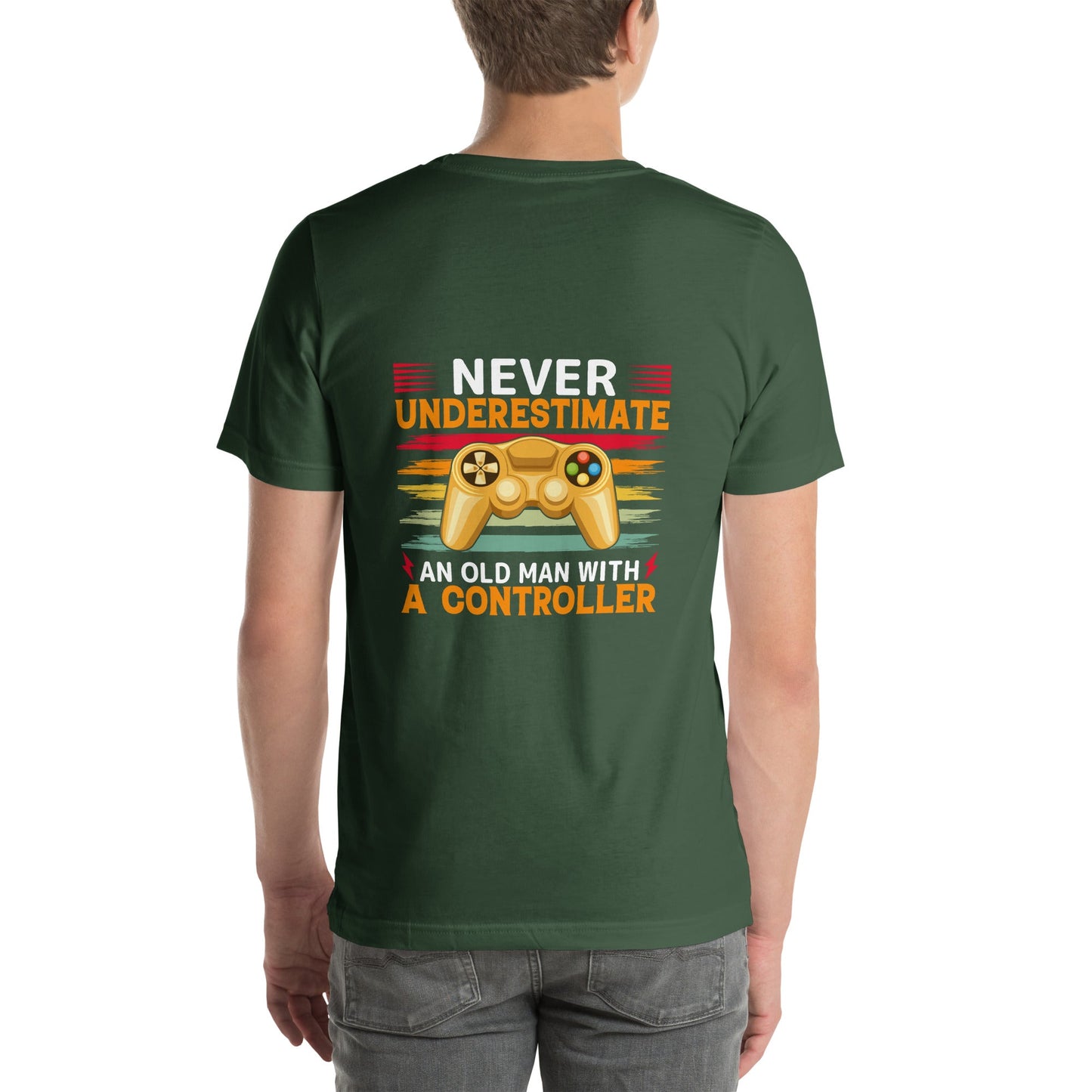 Never Underestimate an old man with a controller - Unisex t-shirt ( Back Print ) by DarkByteGear