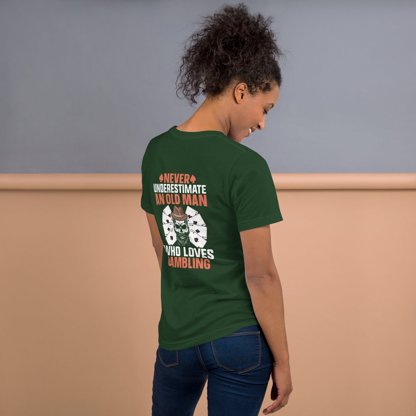 Never Underestimate an old man who Loves gambling - Unisex t-shirt ( Back Print ) by DarkByteGear