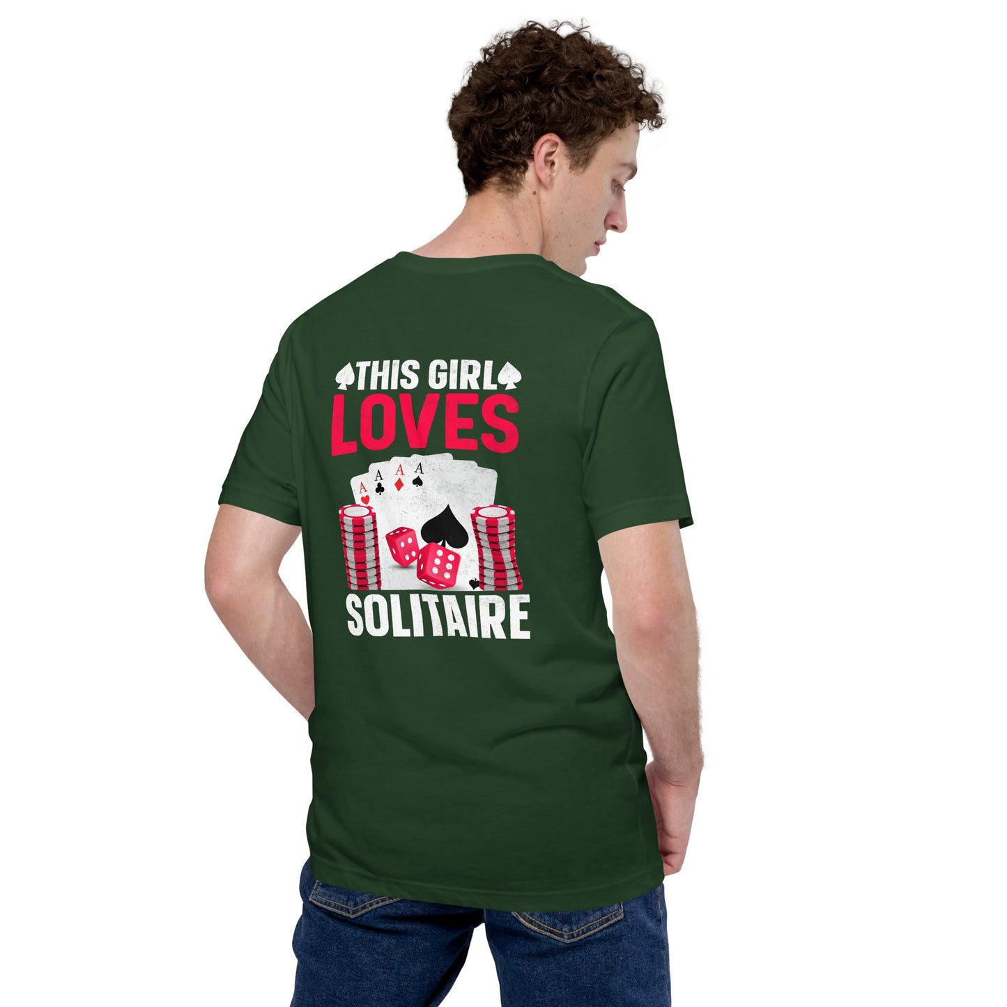 This Girl Loves Solitaire - Unisex t-shirt ( Back Print ) by DarkByteGear