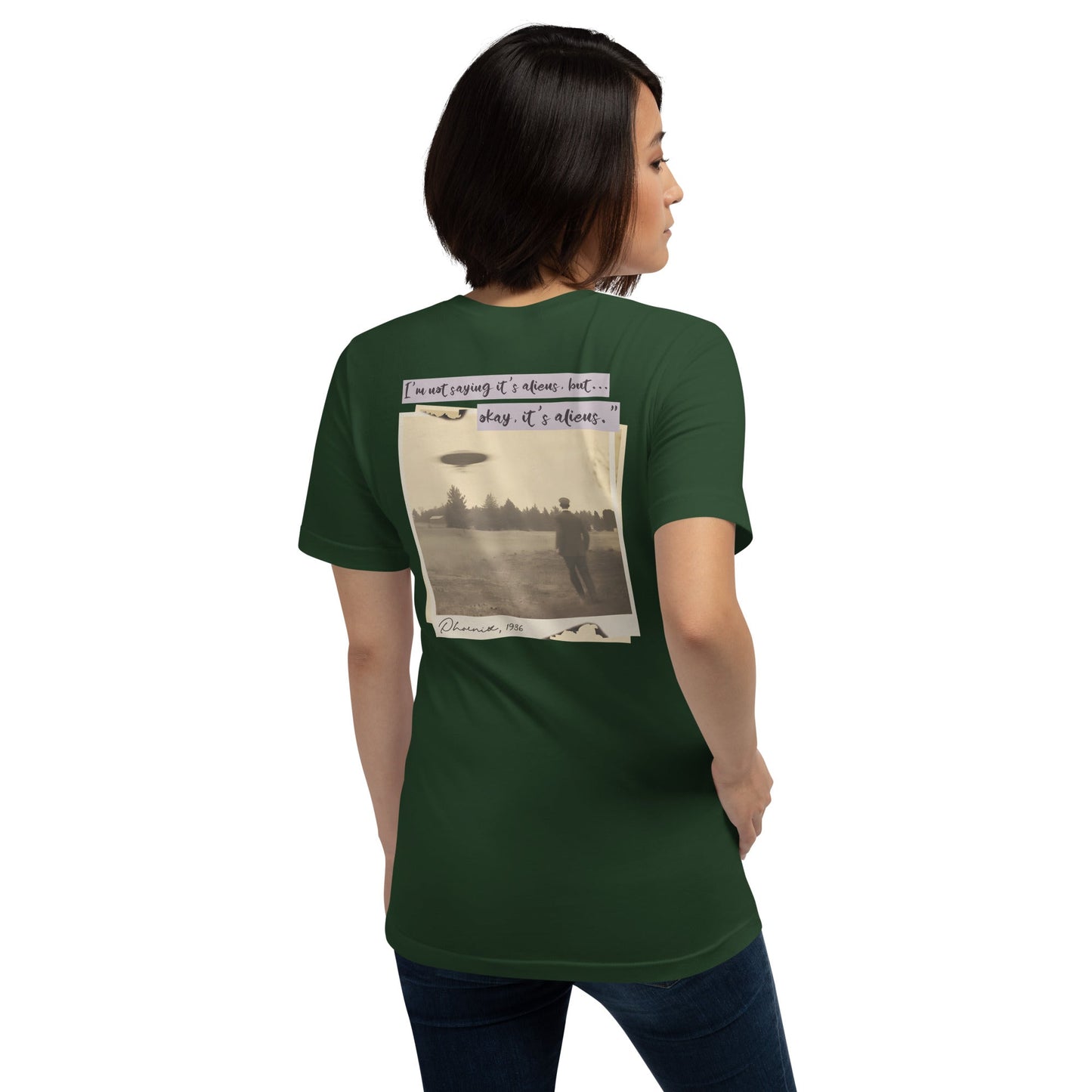 I'm not saying it's aliens, but... okay, it's aliens - Unisex t-shirt (back print) by DarkByteGear