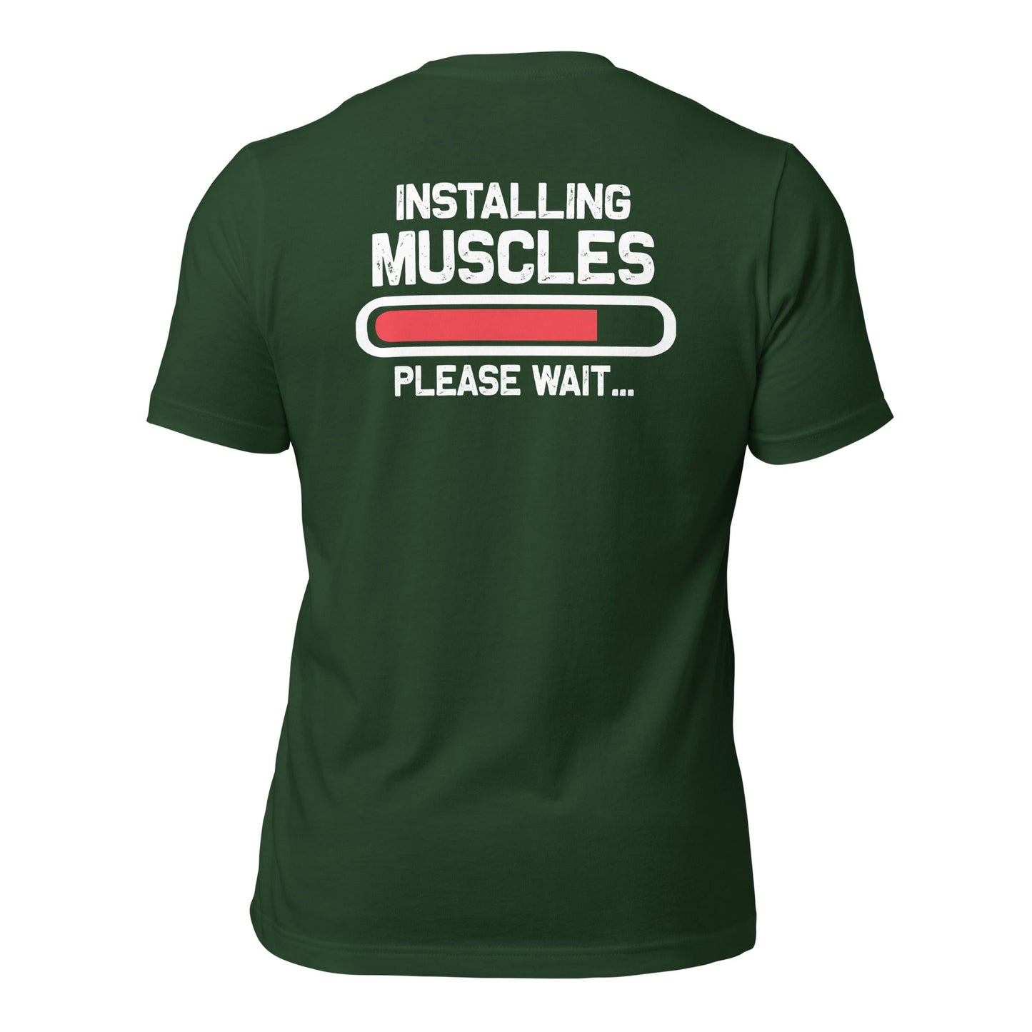 Installing muscles please wait - Unisex t-shirt (back print) by DarkByteGear