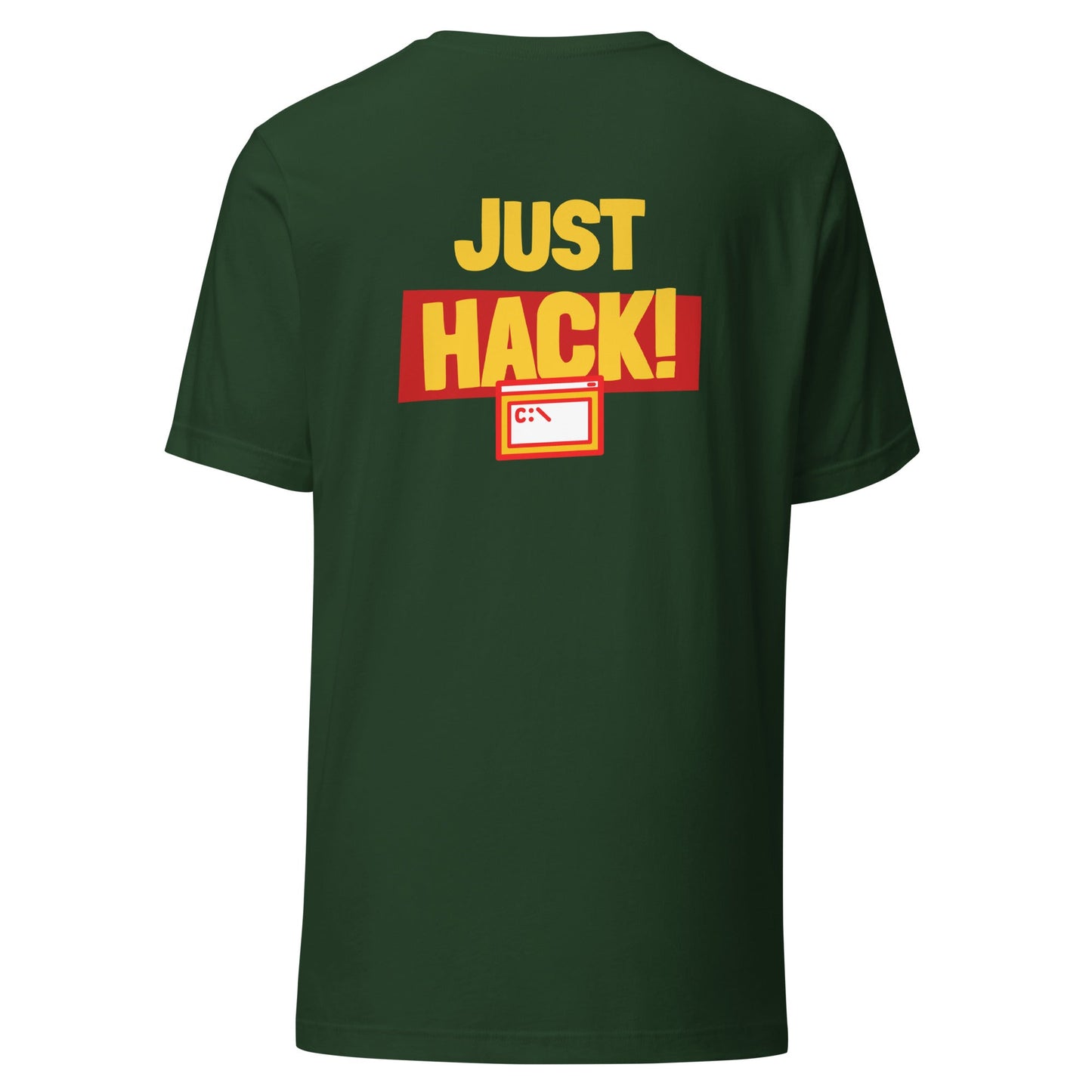 Just Hack (Yellow Text) - Unisex t-shirt ( Back Print ) by DarkByteGear