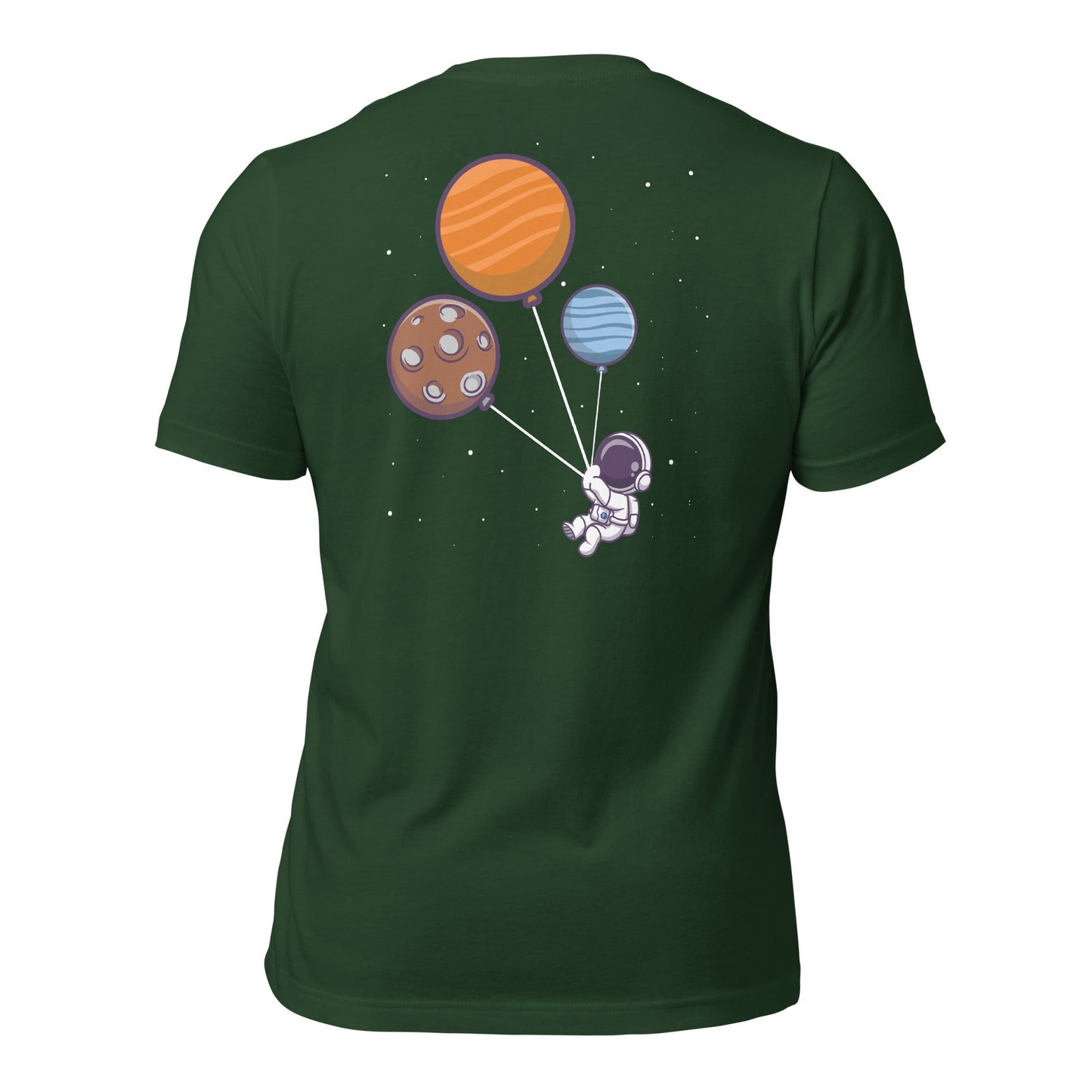 Astronaut with Balloons in Space - Unisex t-shirt ( Back Print ) by DarkByteGear