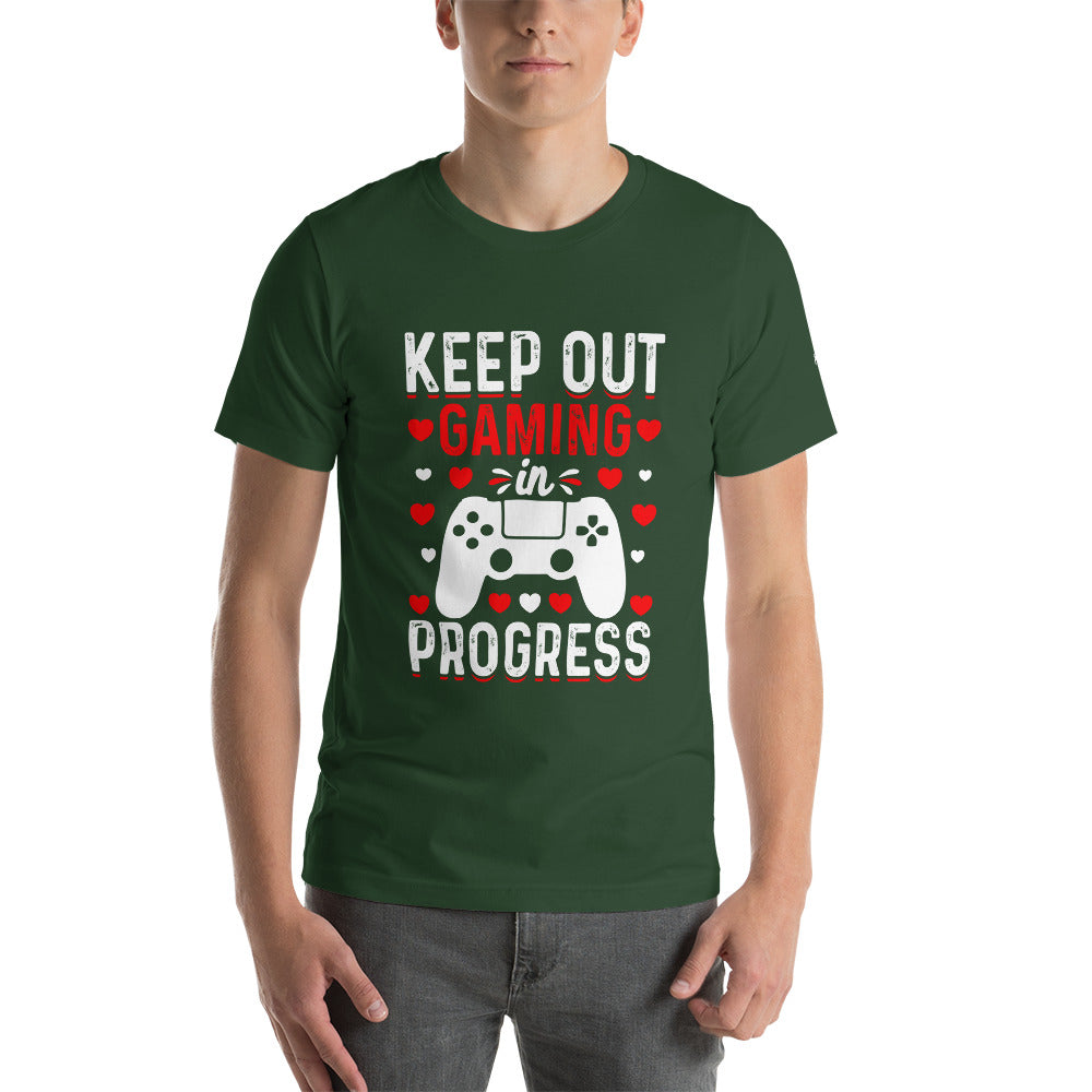 Keep out Gaming in Progress Unisex t-shirt by DarkByteGear