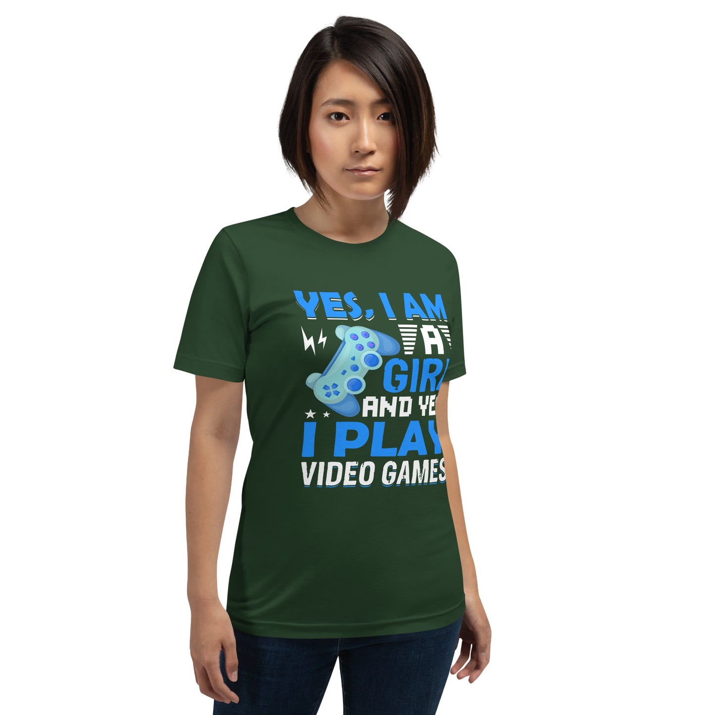Yes, I am a Girl. Yes! I play Videogame Unisex t-shirt by DarkByteGear