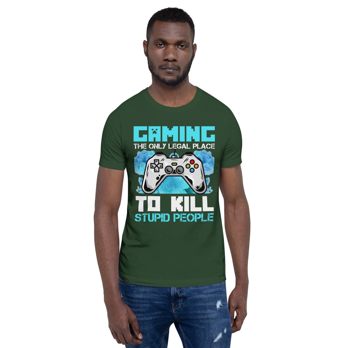 Gaming is the only Legal Place - Blue V Unisex t-shirt by DarkByteGear