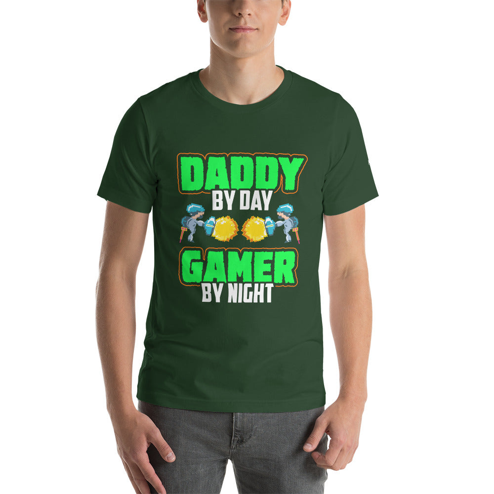 Daddy by Day, Gamer by Night Unisex t-shirt by DarkByteGear