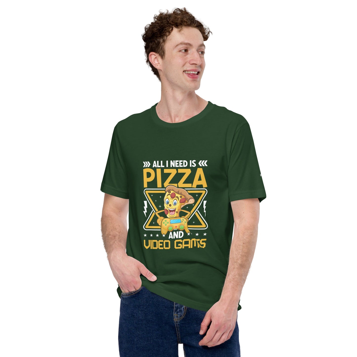 All I need is Pizza and Video Games Unisex t-shirt by DarkByteGear