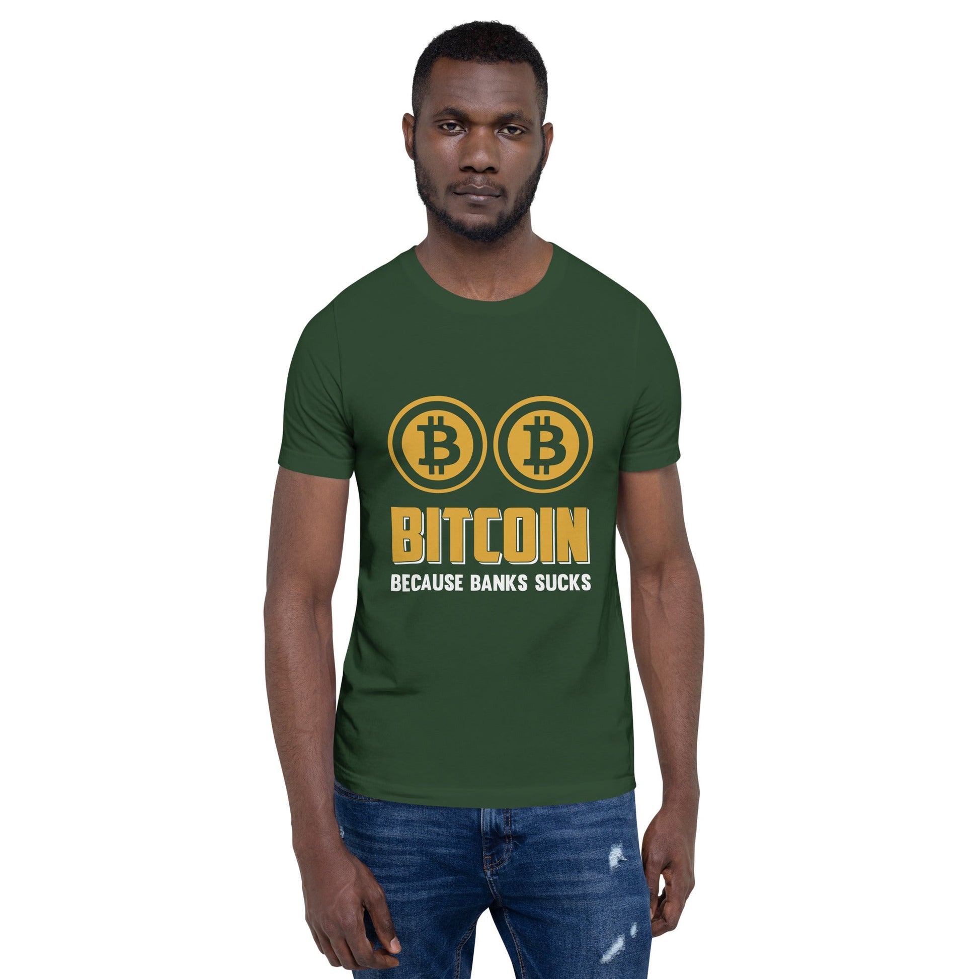 Bitcoin because Banks suck Unisex t-shirt by DarkByteGear