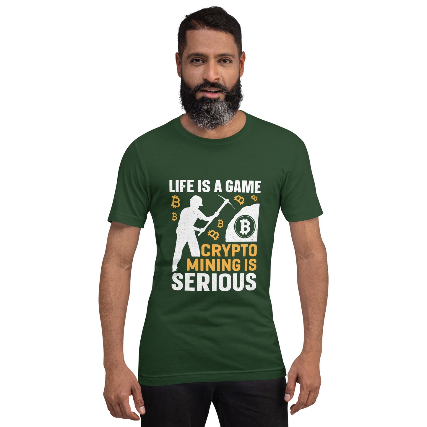 Life is a Game, Bitcoin Mining is Serious - Unisex t-shirt by DarkByteGear