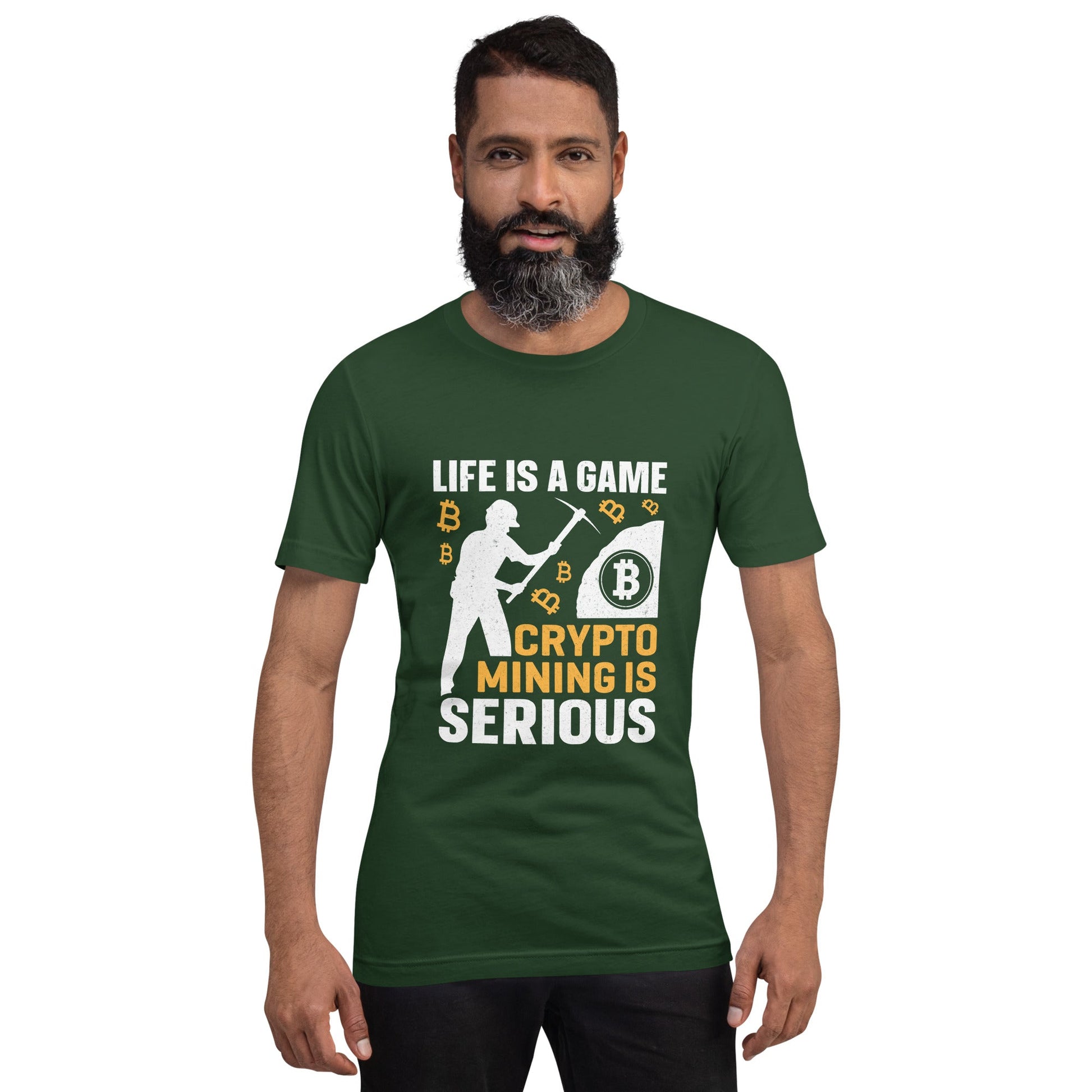 Life is a Game, Bitcoin Mining is Serious - Unisex t-shirt by DarkByteGear