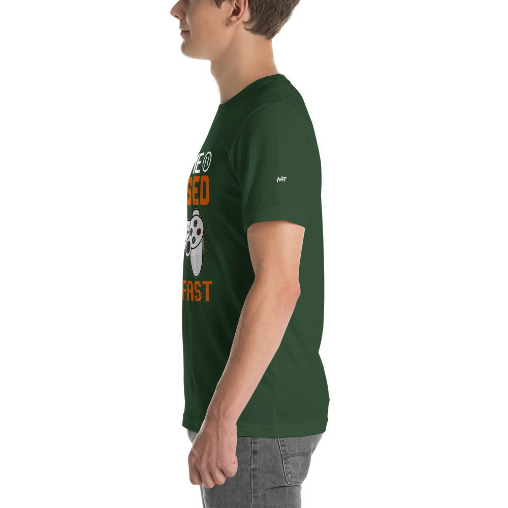 Game Paused, Talk Fast Unisex t-shirt by DarkByteGear