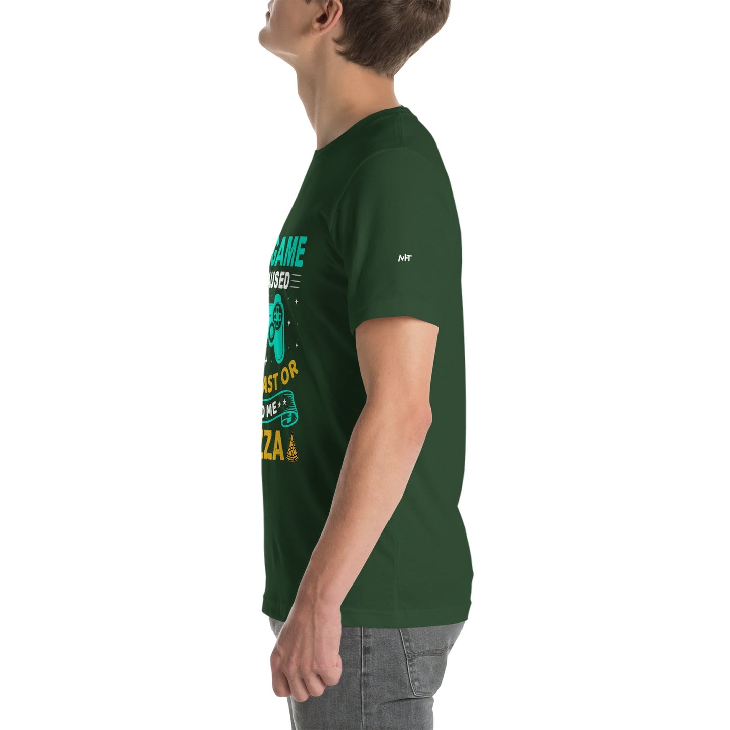 My Game is Paused, Talk Fast or Feed me Pizza - Unisex t-shirt by DarkByteGear
