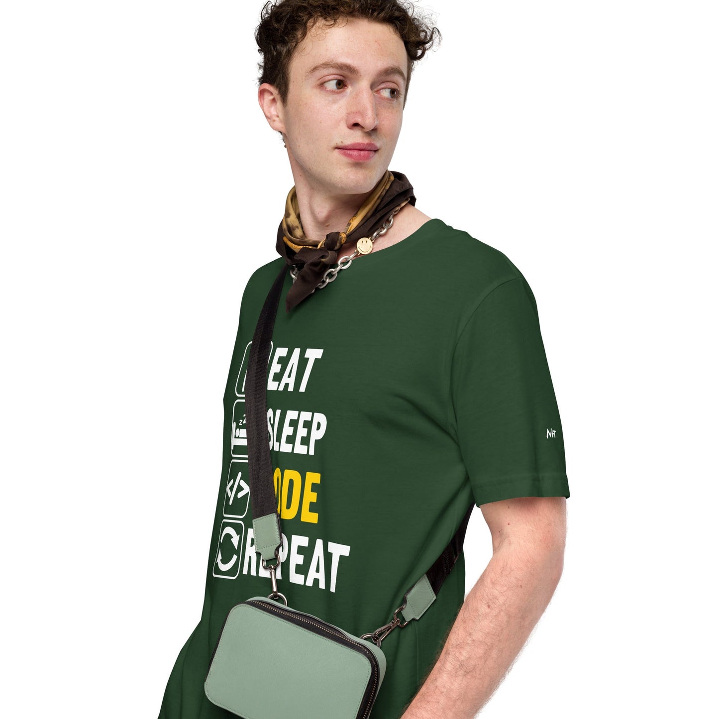 Eat Sleep Code Repeat ( Yellow Text ) - Unisex t-shirt by DarkByteGear