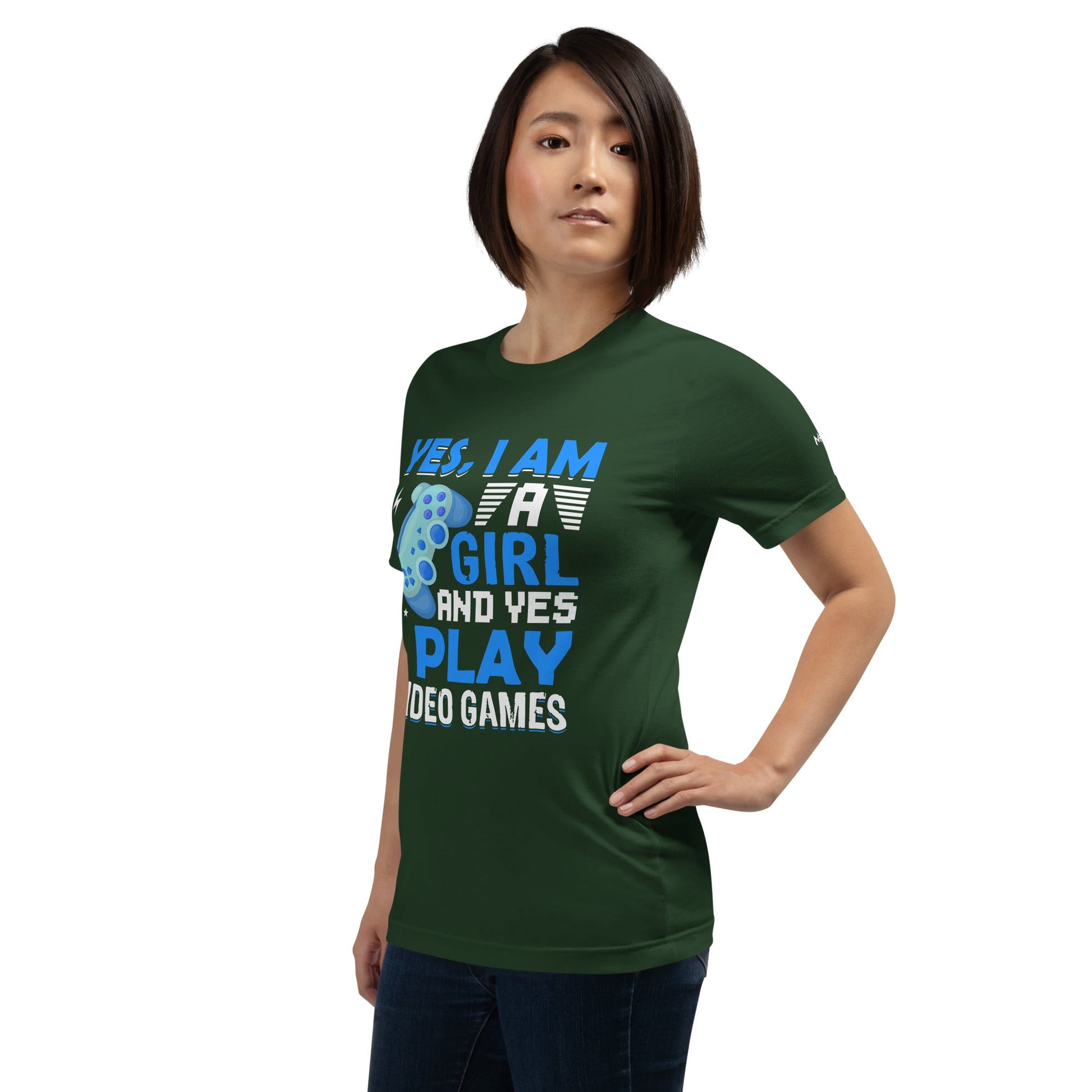 Yes, I am a Girl. Yes! I play Videogame Unisex t-shirt by DarkByteGear