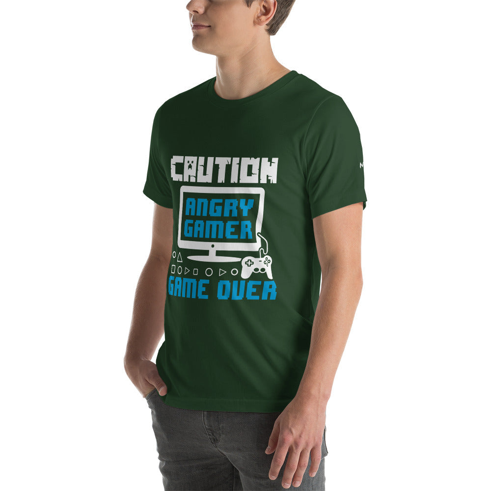 Caution! Angry Gamer Unisex t-shirt by DarkByteGear