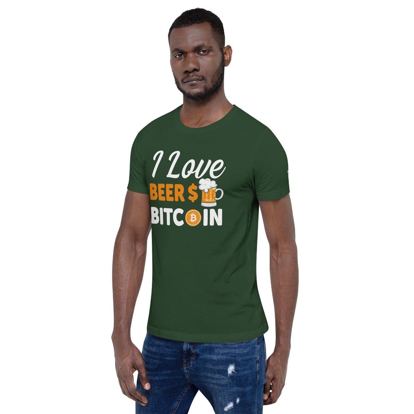 I Love Beer and Bitcoin Unisex t-shirt ( Back Print ) by DarkByteGear