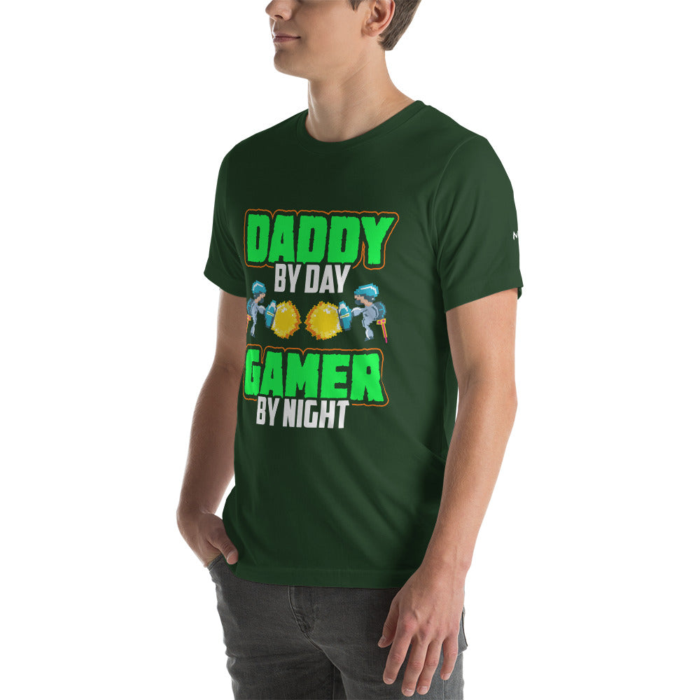 Daddy by Day, Gamer by Night Unisex t-shirt by DarkByteGear
