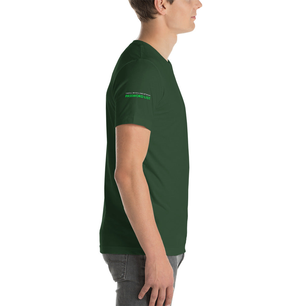 Password List - Short-Sleeve Unisex T-Shirt (all sides print) by DarkByteGear