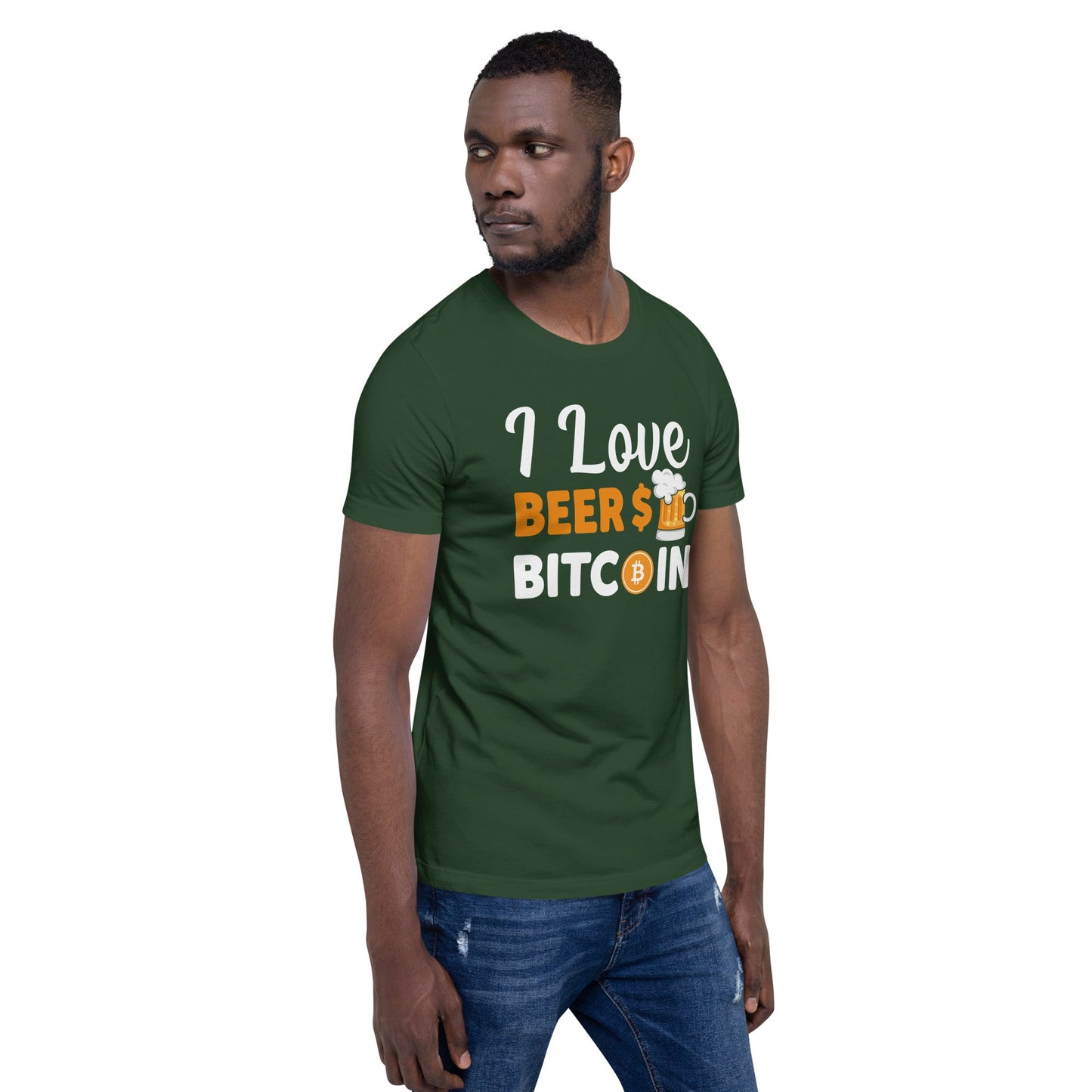 I Love Beer and Bitcoin Unisex t-shirt ( Back Print ) by DarkByteGear