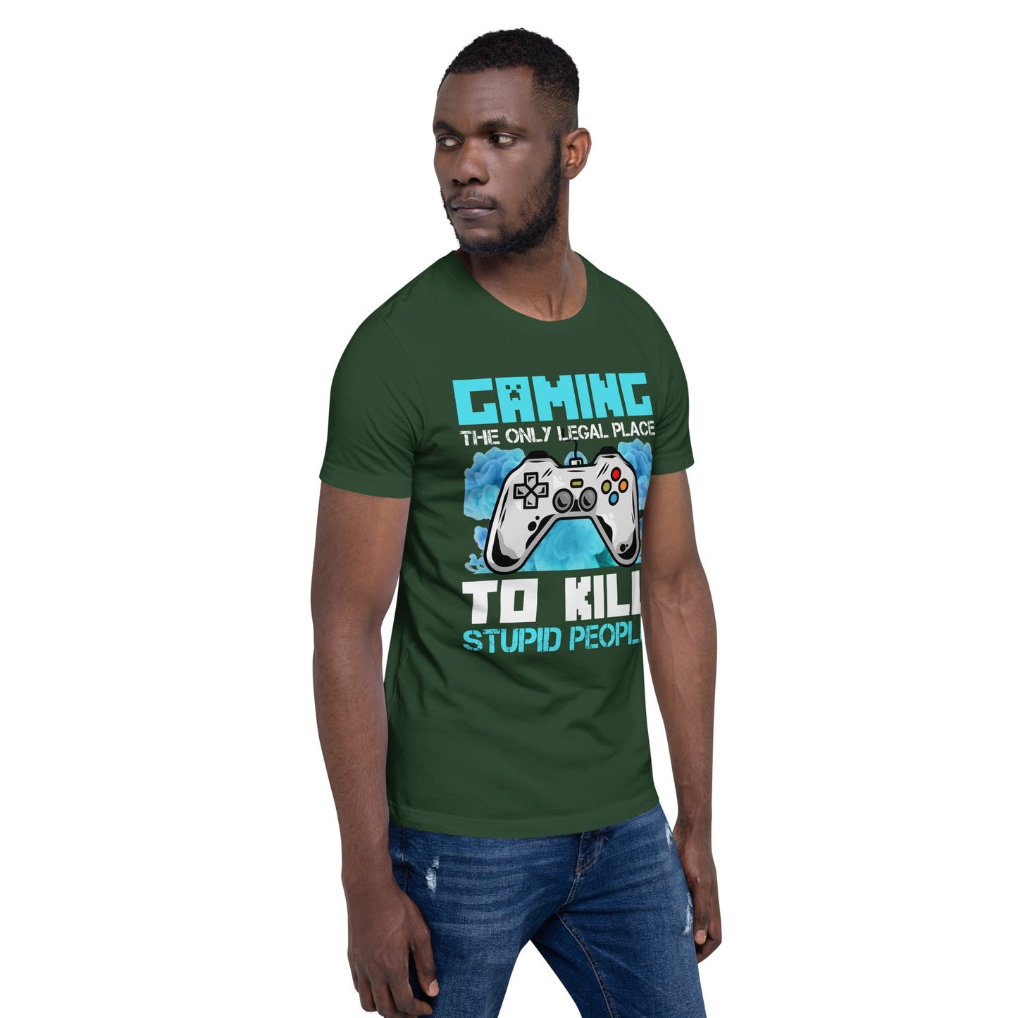 Gaming is the only Legal Place - Blue V Unisex t-shirt by DarkByteGear