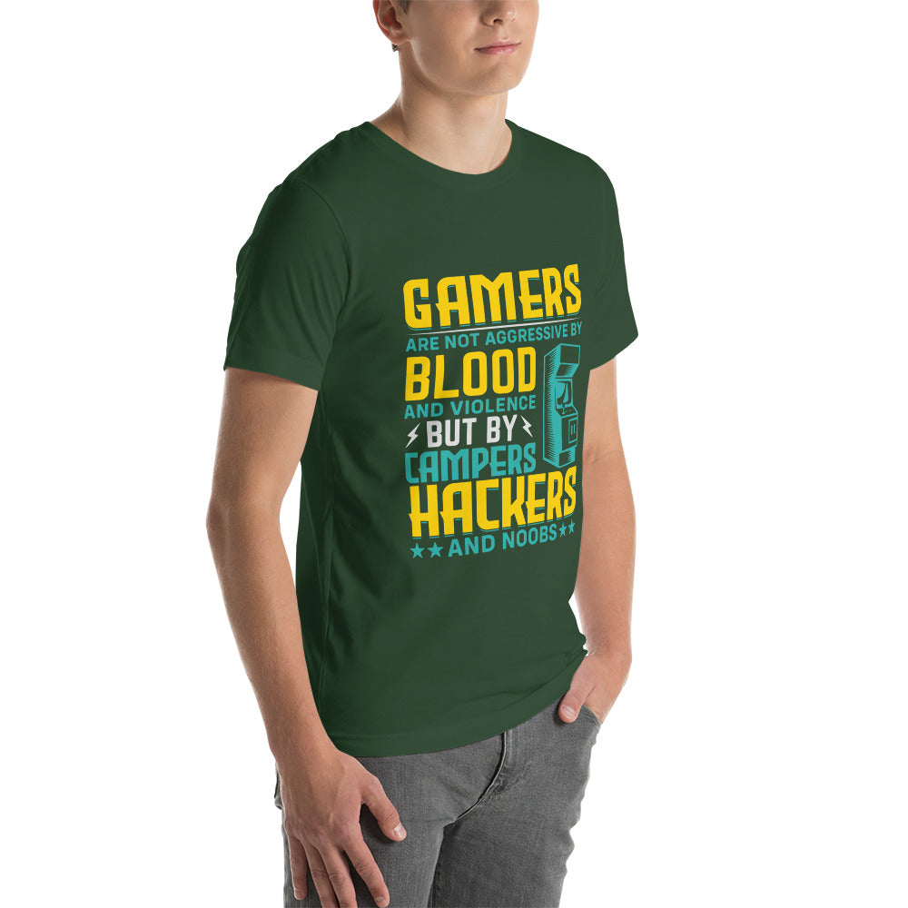 Gamers are not Aggressive by Blood and Violence ( rasel ) - Unisex t-shirt by DarkByteGear