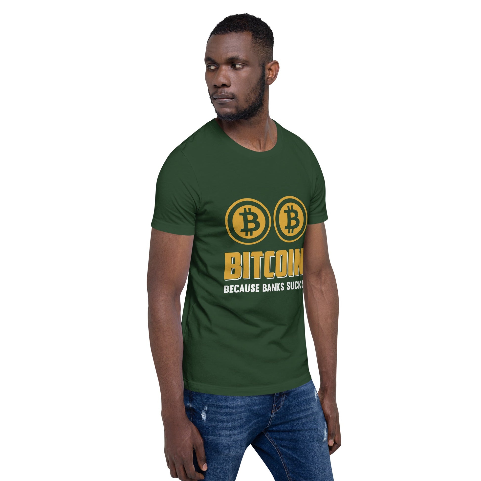 Bitcoin because Banks suck Unisex t-shirt by DarkByteGear