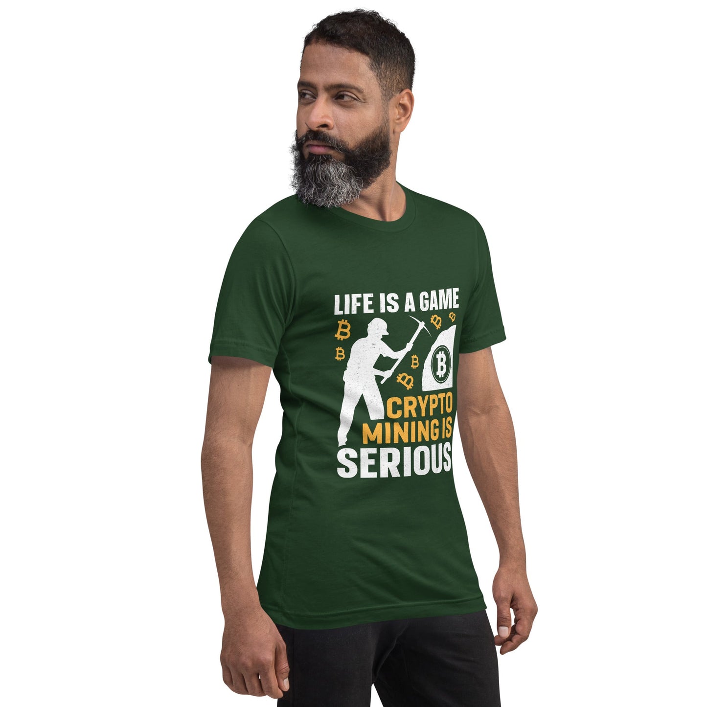 Life is a Game, Bitcoin Mining is Serious - Unisex t-shirt by DarkByteGear