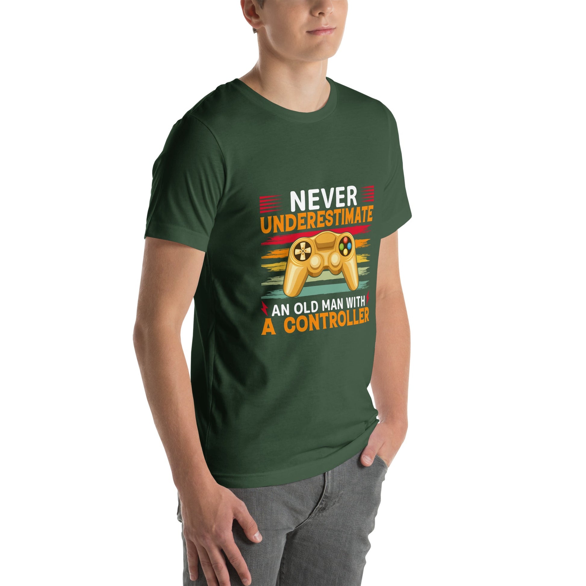 Never Underestimate an old man with a controller - Unisex t-shirt by DarkByteGear