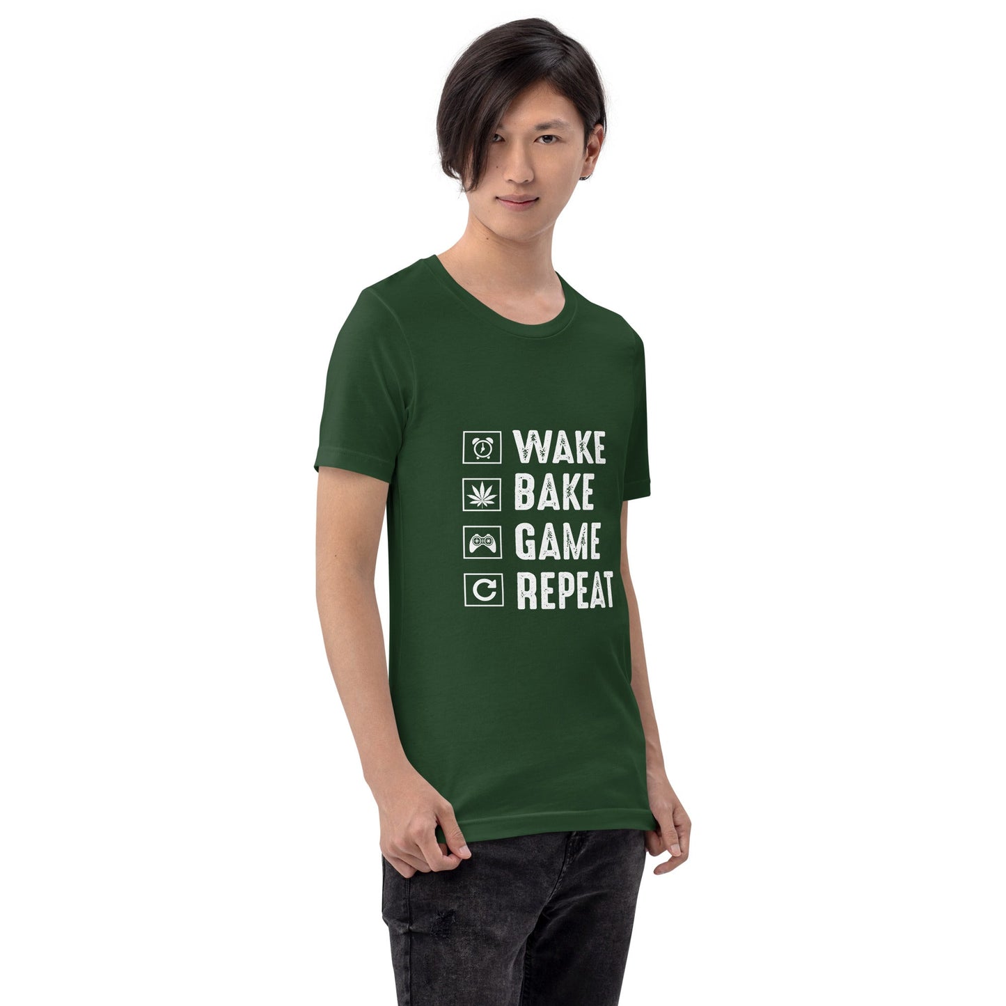 Wake, Bake, Game, Repeat Rima 13 - Unisex t-shirt by DarkByteGear