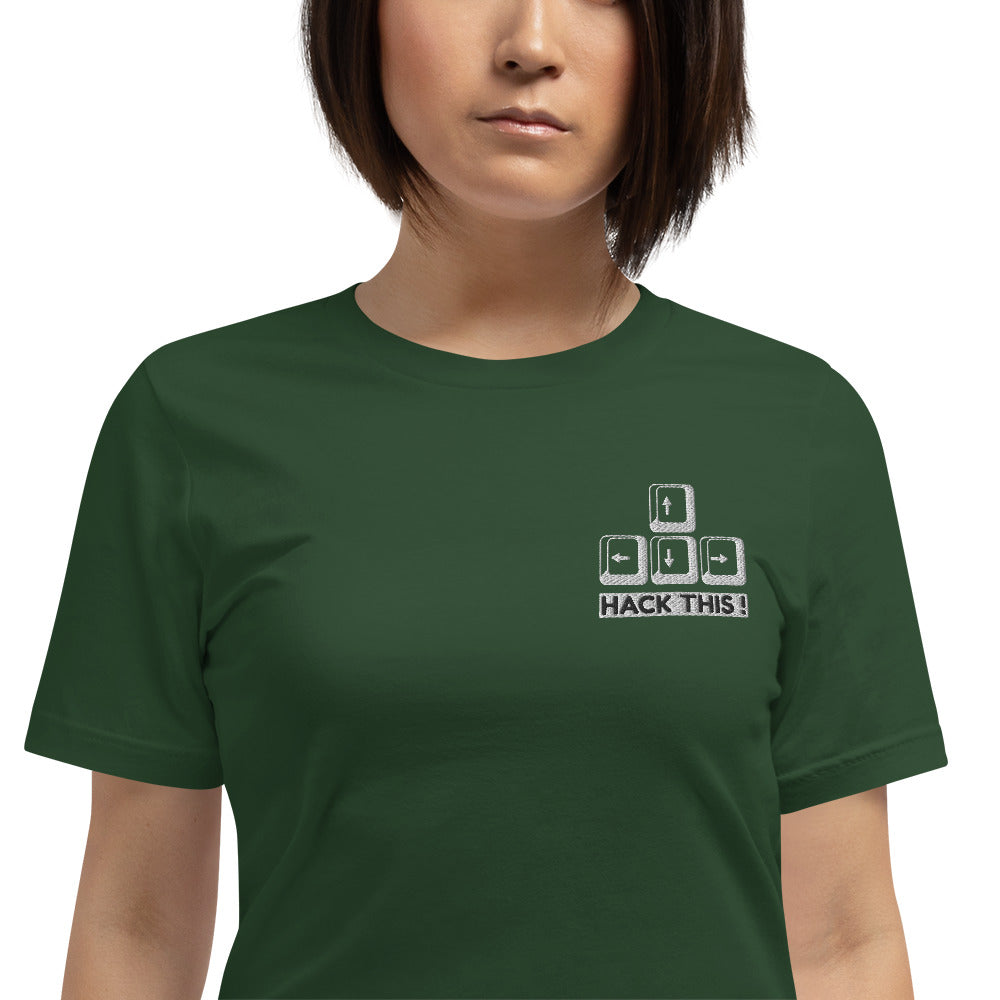 Hack this - Short-Sleeve Unisex T-Shirt (embroidery) by DarkByteGear