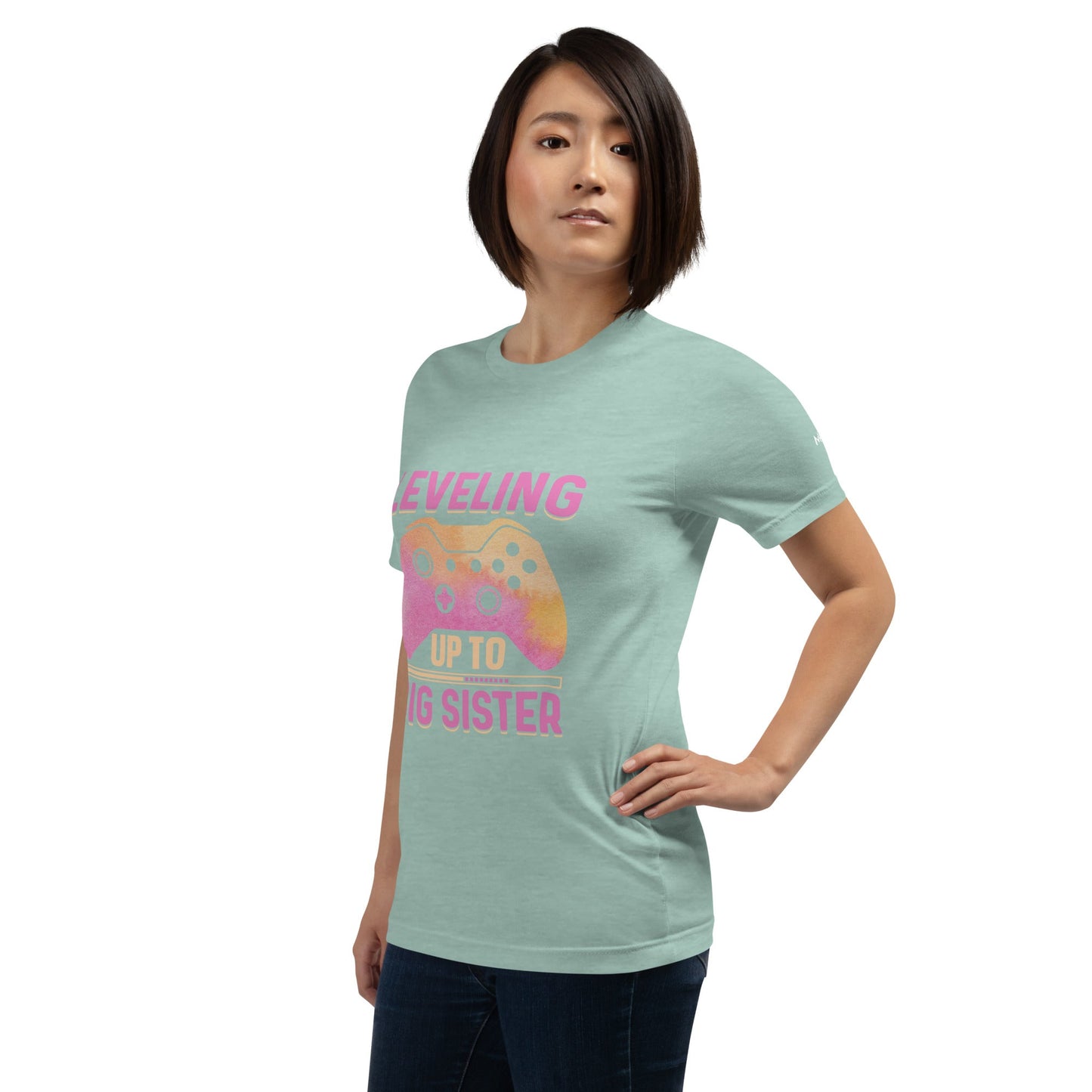Levelling up to Big Sister for light color - Unisex t-shirt by DarkByteGear