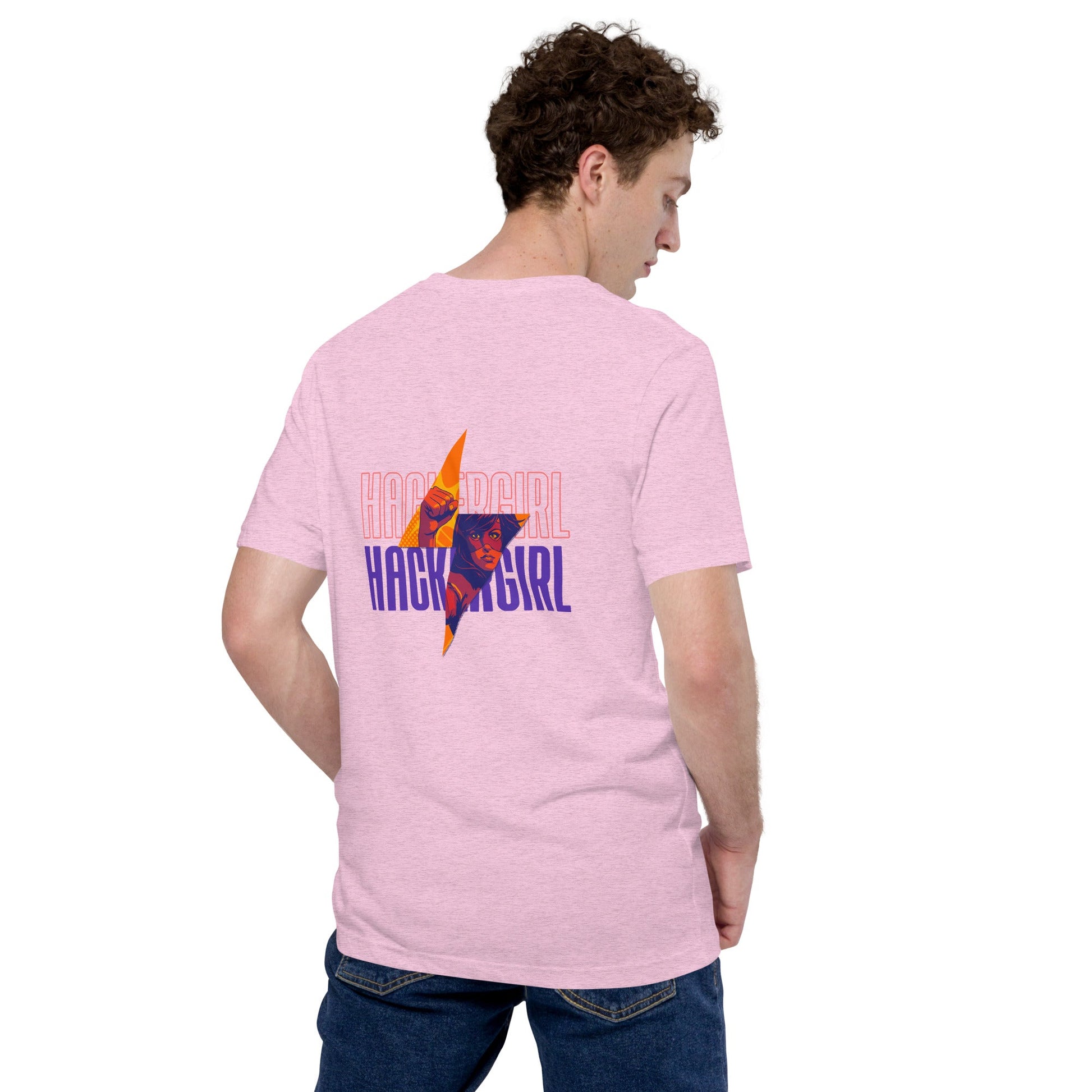 Hacker Girl V1 in Dark Color Text - Unisex t-shirt ( Back Print ) by DarkByteGear
