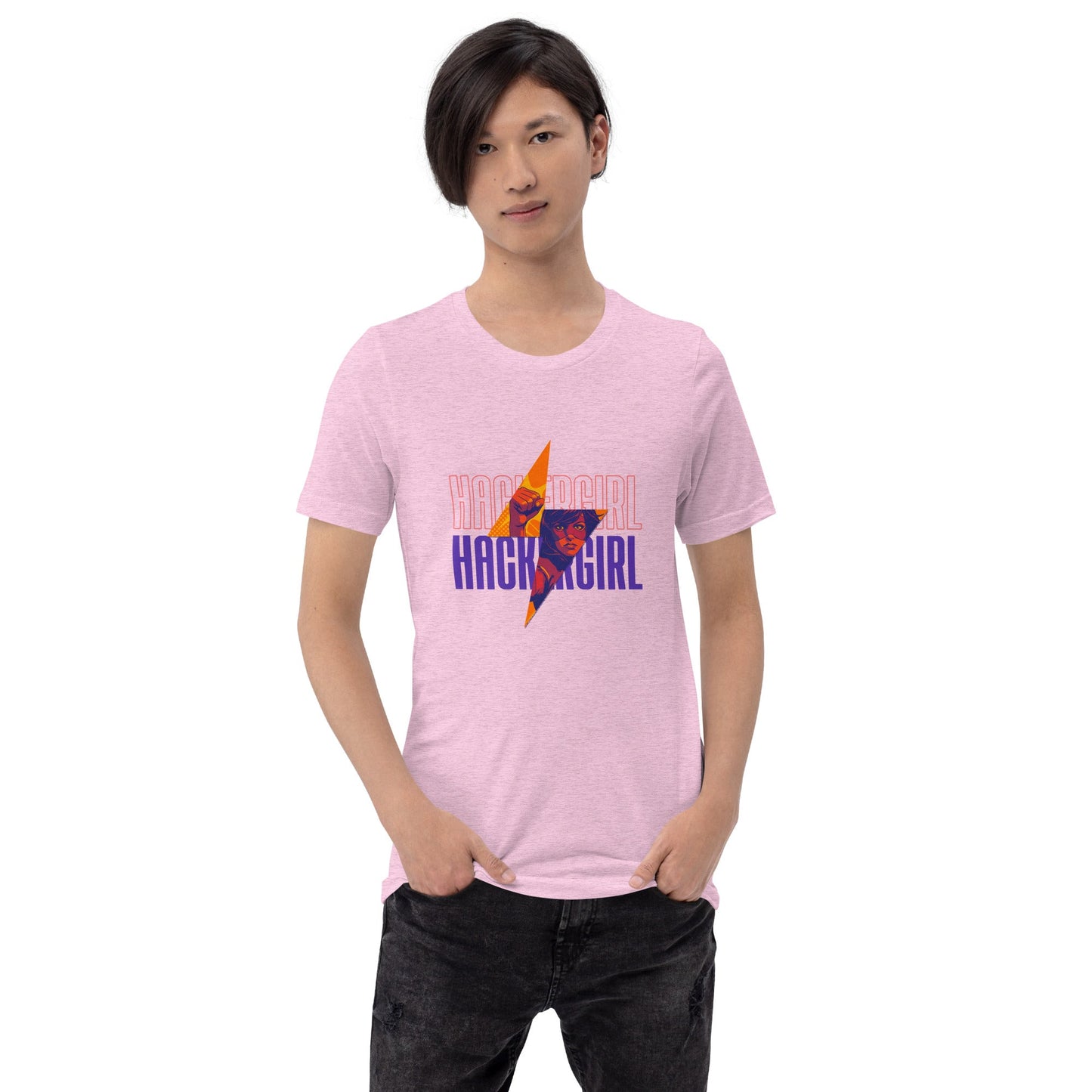 Hacker Girl V1 in Dark Color Text - Unisex t-shirt by DarkByteGear