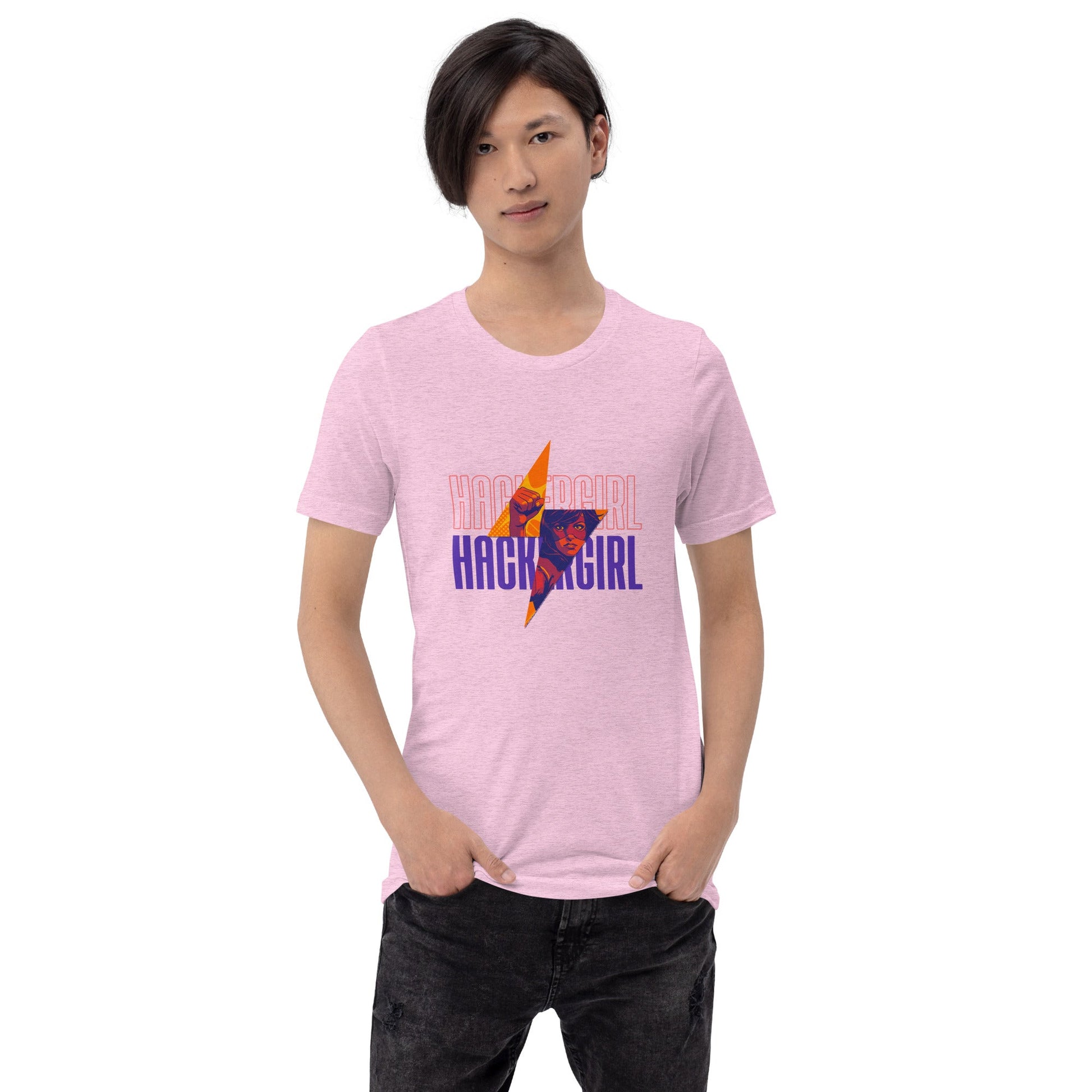 Hacker Girl V1 in Dark Color Text - Unisex t-shirt by DarkByteGear