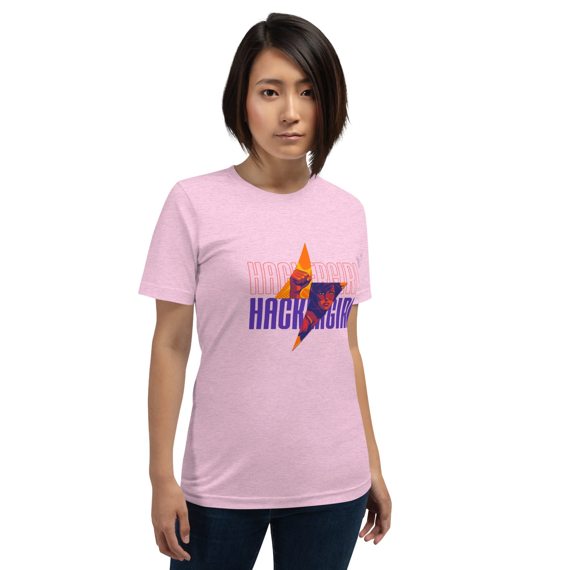 Hacker Girl V1 in Dark Color Text - Unisex t-shirt by DarkByteGear