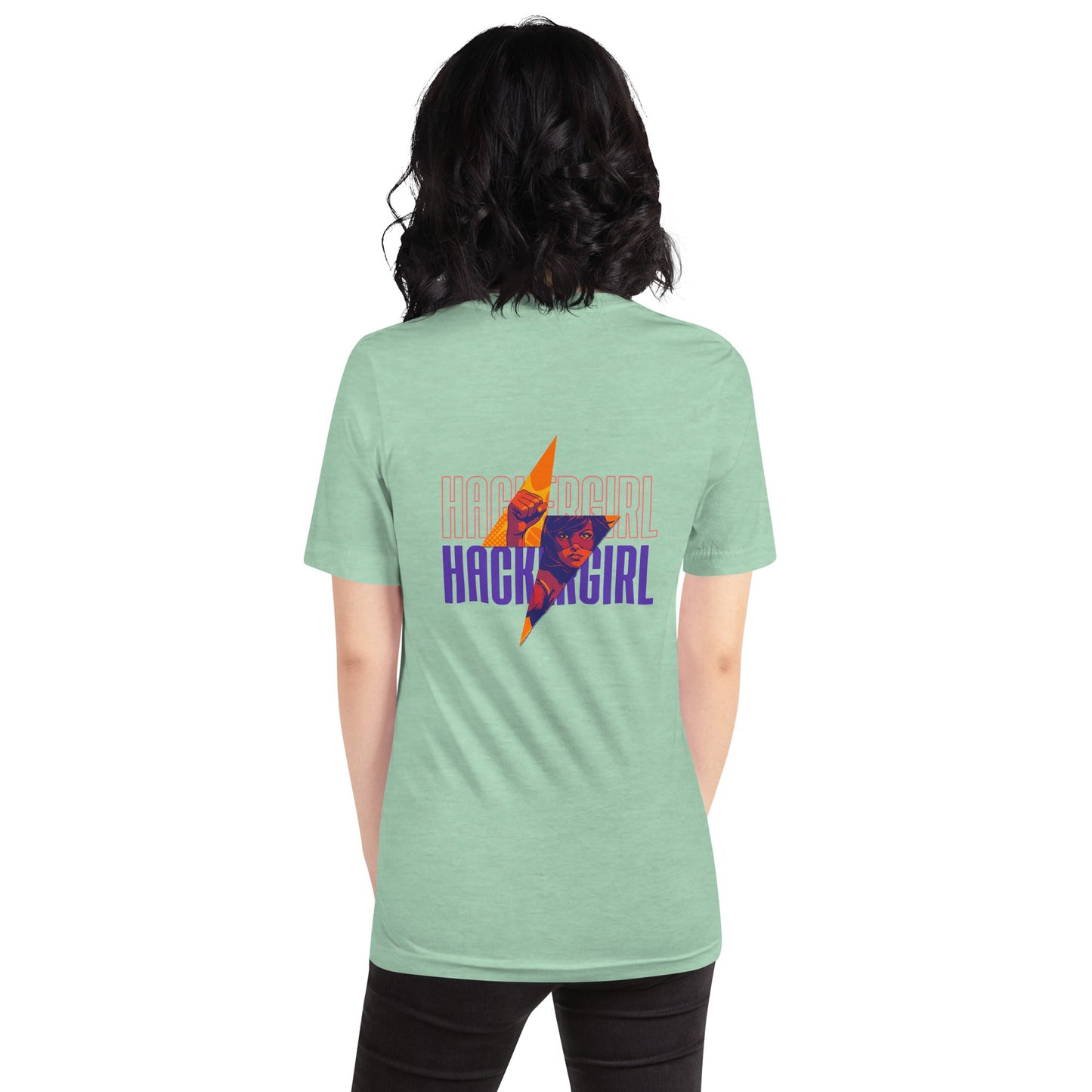 Hacker Girl V1 in Dark Color Text - Unisex t-shirt ( Back Print ) by DarkByteGear
