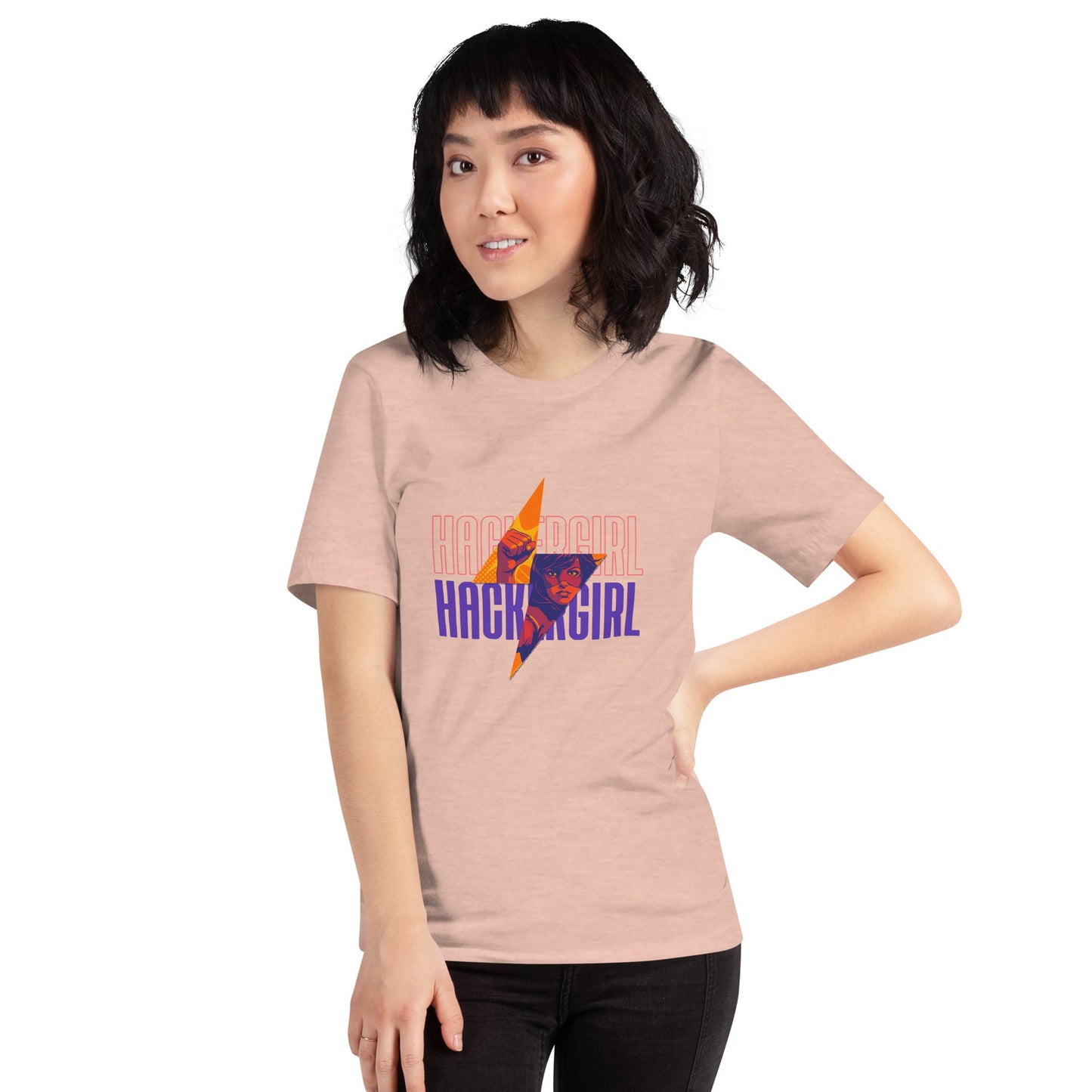 Hacker Girl V1 in Dark Color Text - Unisex t-shirt by DarkByteGear