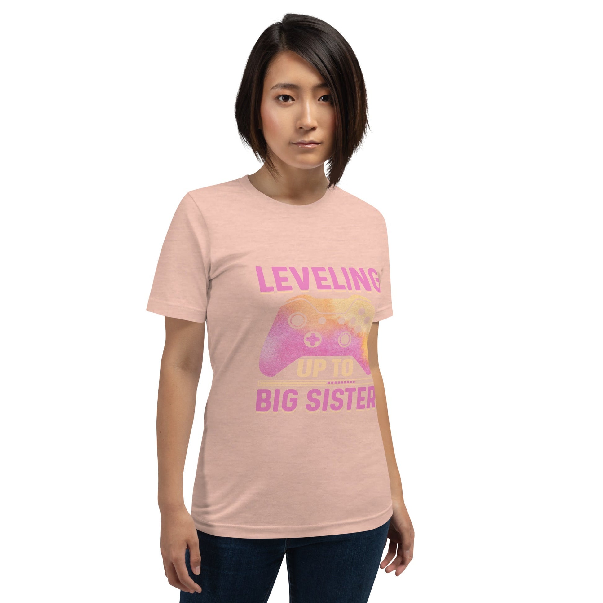 Levelling up to Big Sister for light color - Unisex t-shirt by DarkByteGear