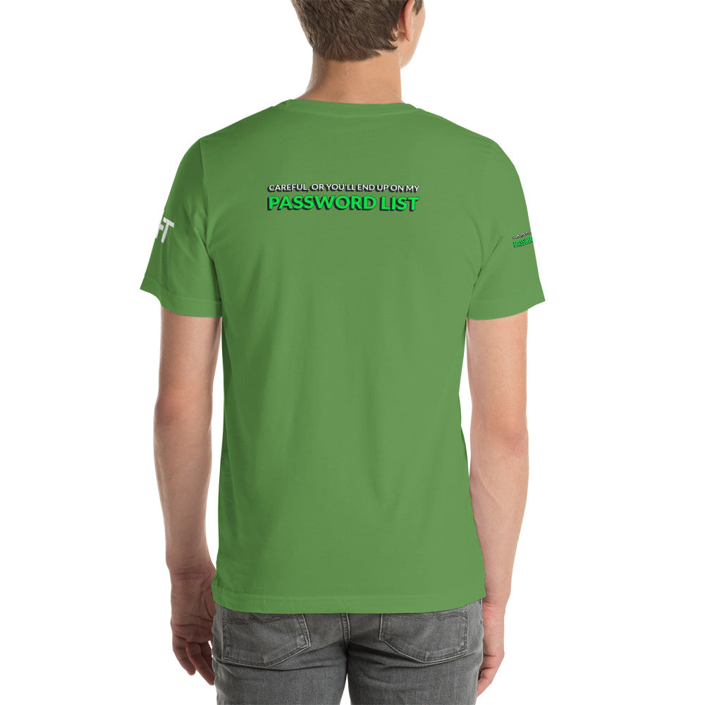 Password List - Short-Sleeve Unisex T-Shirt (all sides print) by DarkByteGear