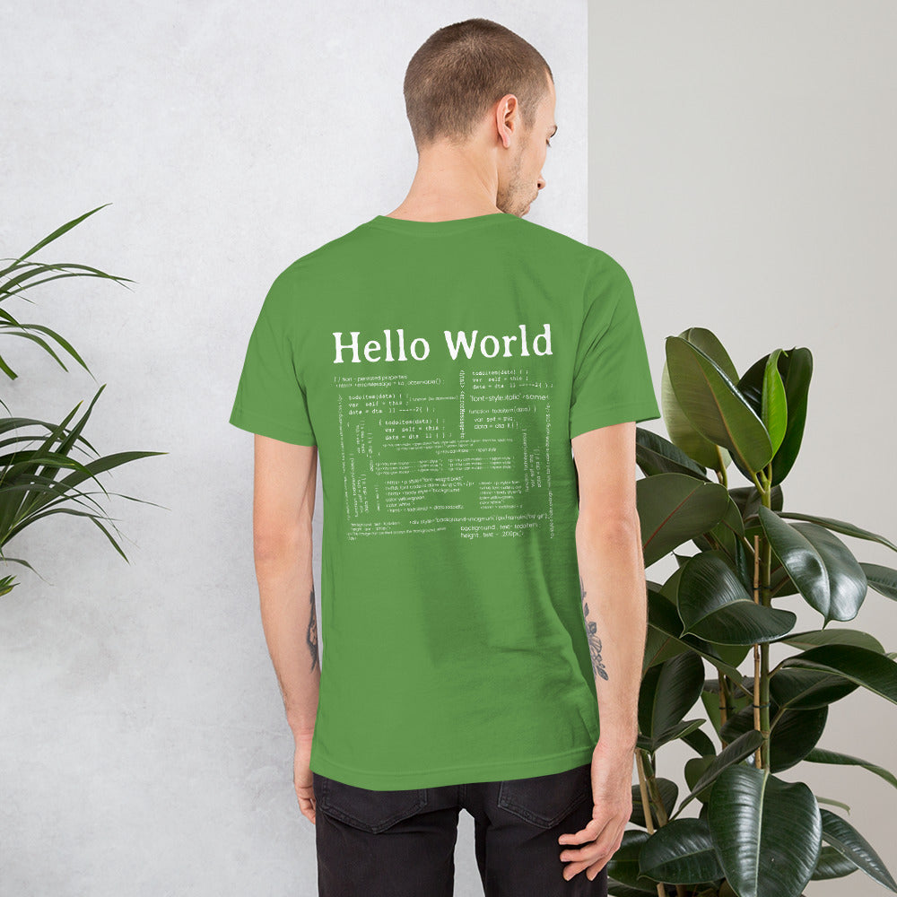 Hello world - Unisex t-shirt (back print) by DarkByteGear