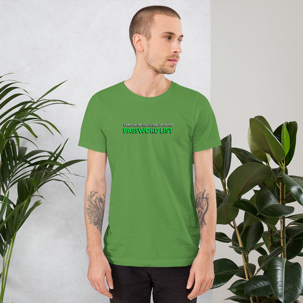 Password List - Short-Sleeve Unisex T-Shirt by DarkByteGear