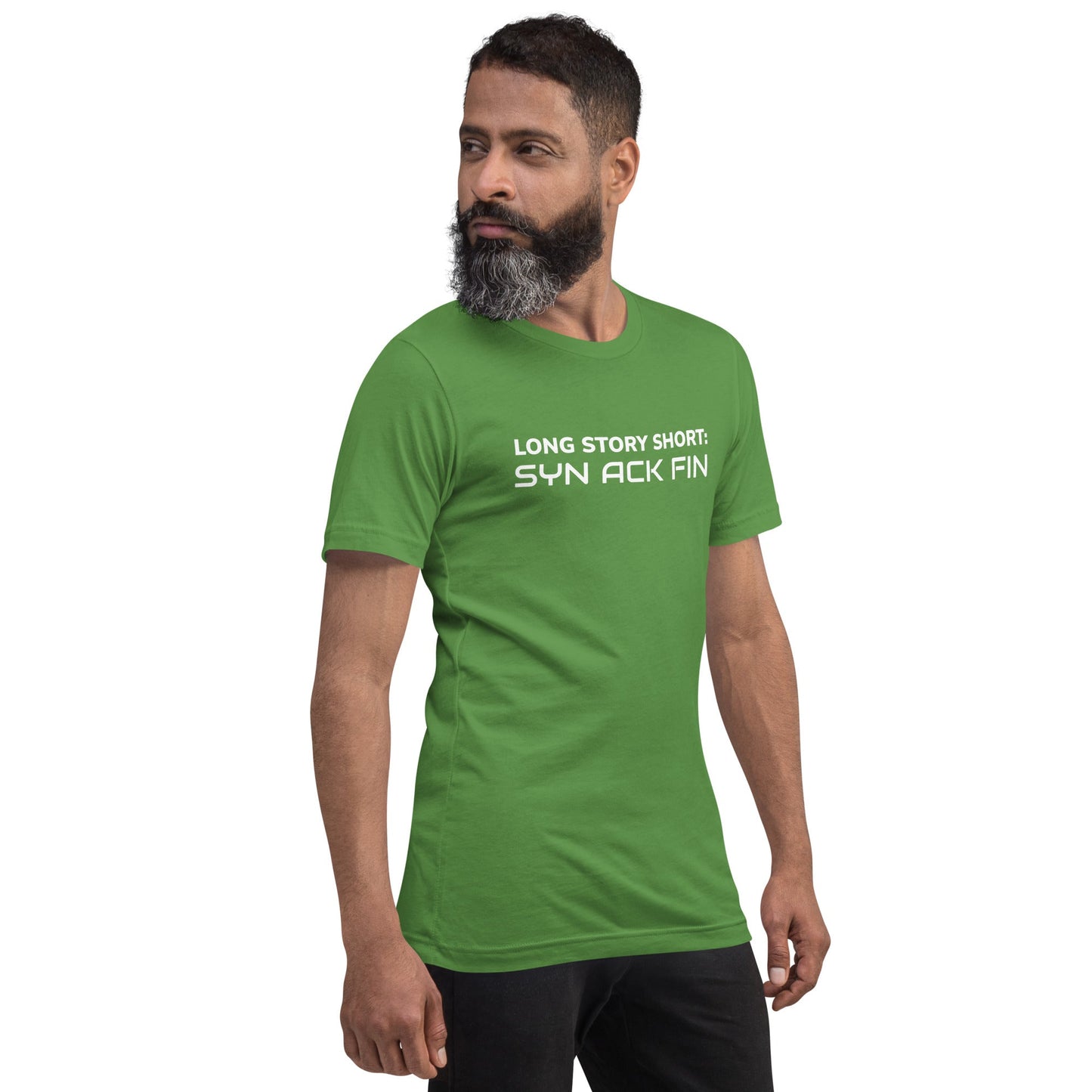 Long story short - Syn Ack Fin - Unisex t-shirt by DarkByteGear