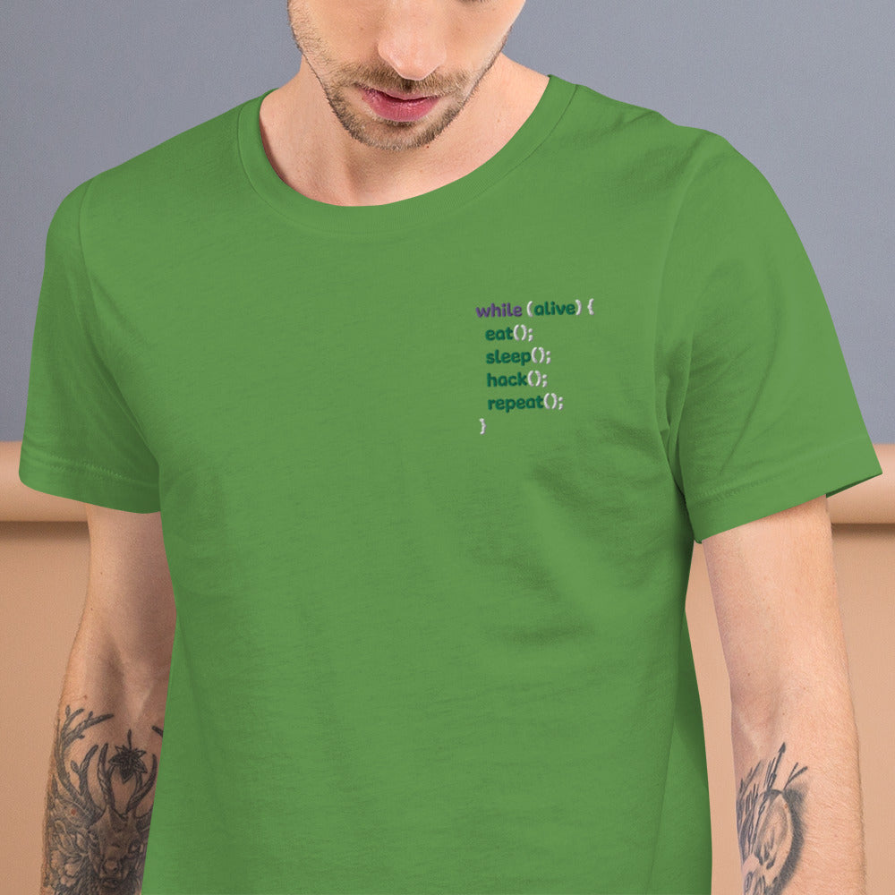 Eat sleep hack repeat - Unisex t-shirt (embroidered) by DarkByteGear