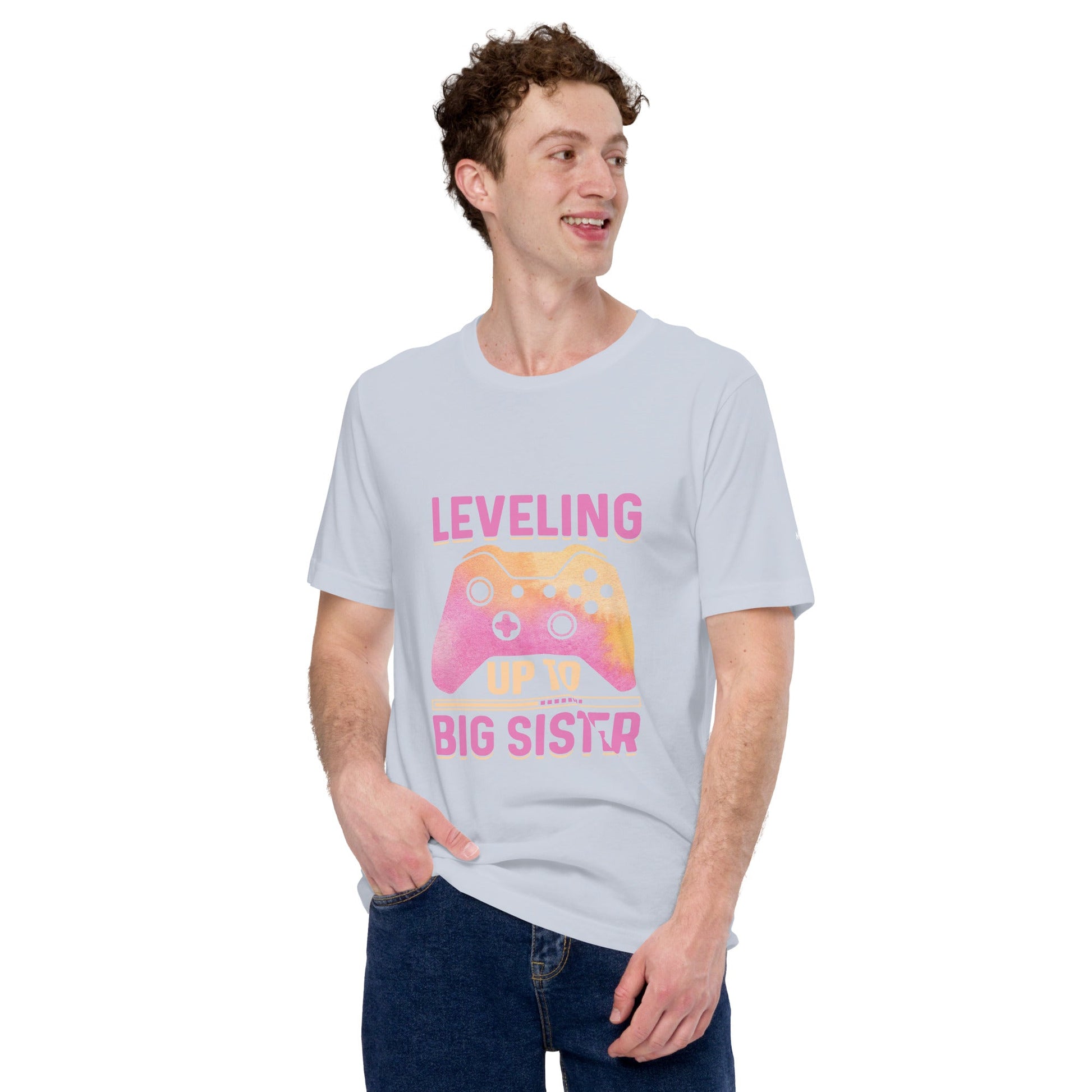 Levelling up to Big Sister for light color - Unisex t-shirt by DarkByteGear
