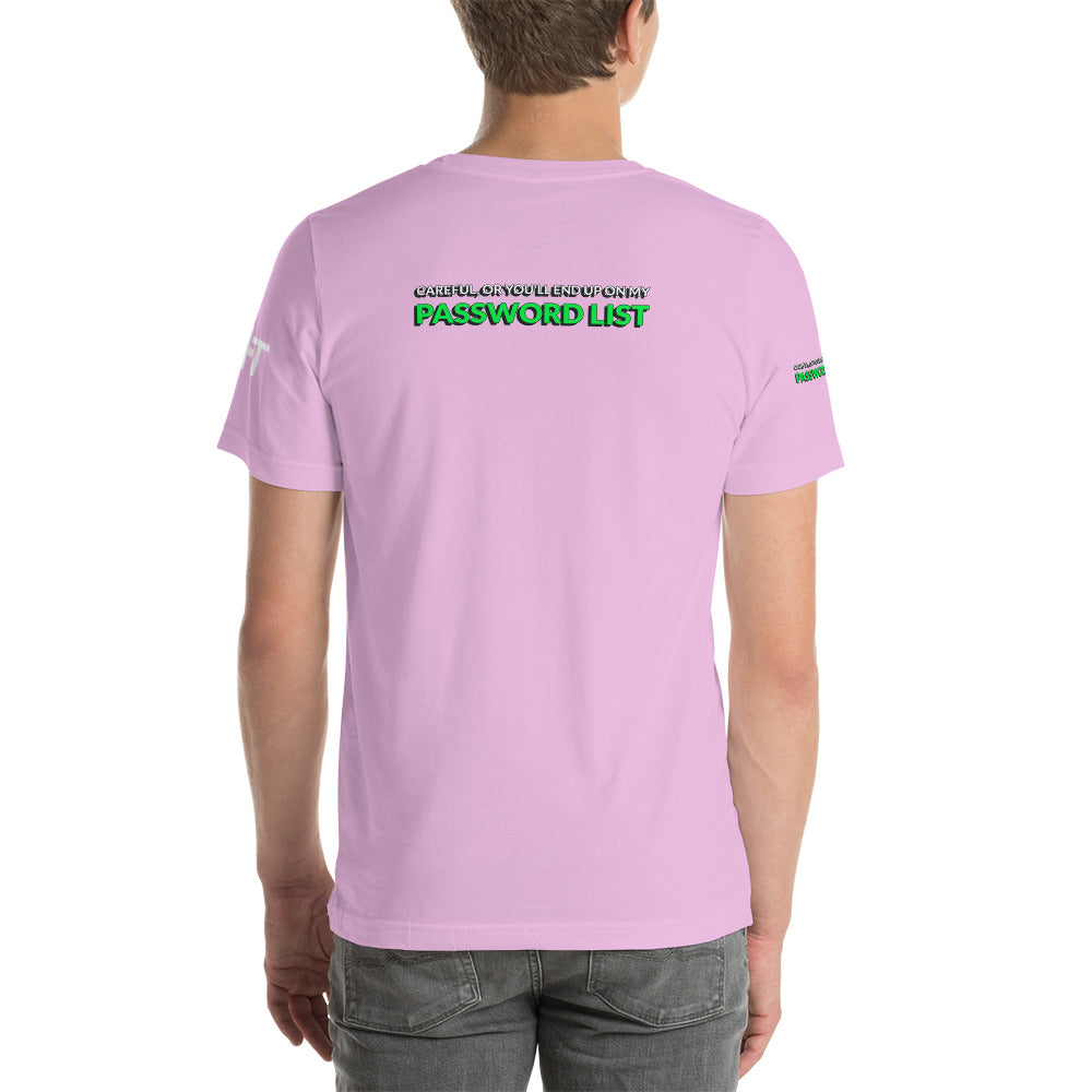 Password List - Short-Sleeve Unisex T-Shirt (all sides print) by DarkByteGear