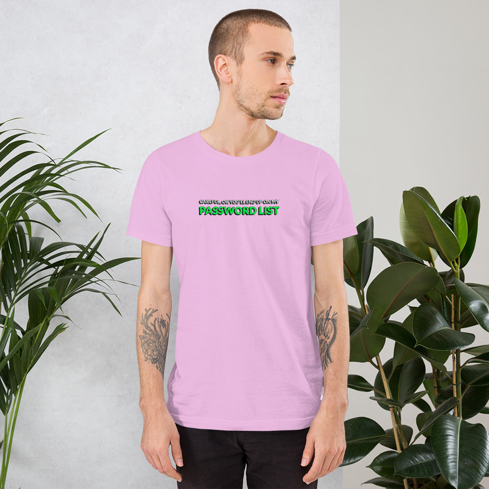 Password List - Short-Sleeve Unisex T-Shirt by DarkByteGear
