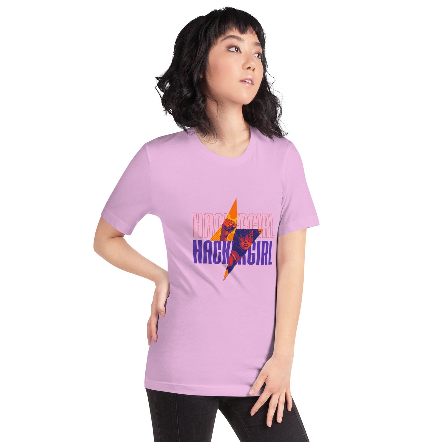 Hacker Girl V1 in Dark Color Text - Unisex t-shirt by DarkByteGear