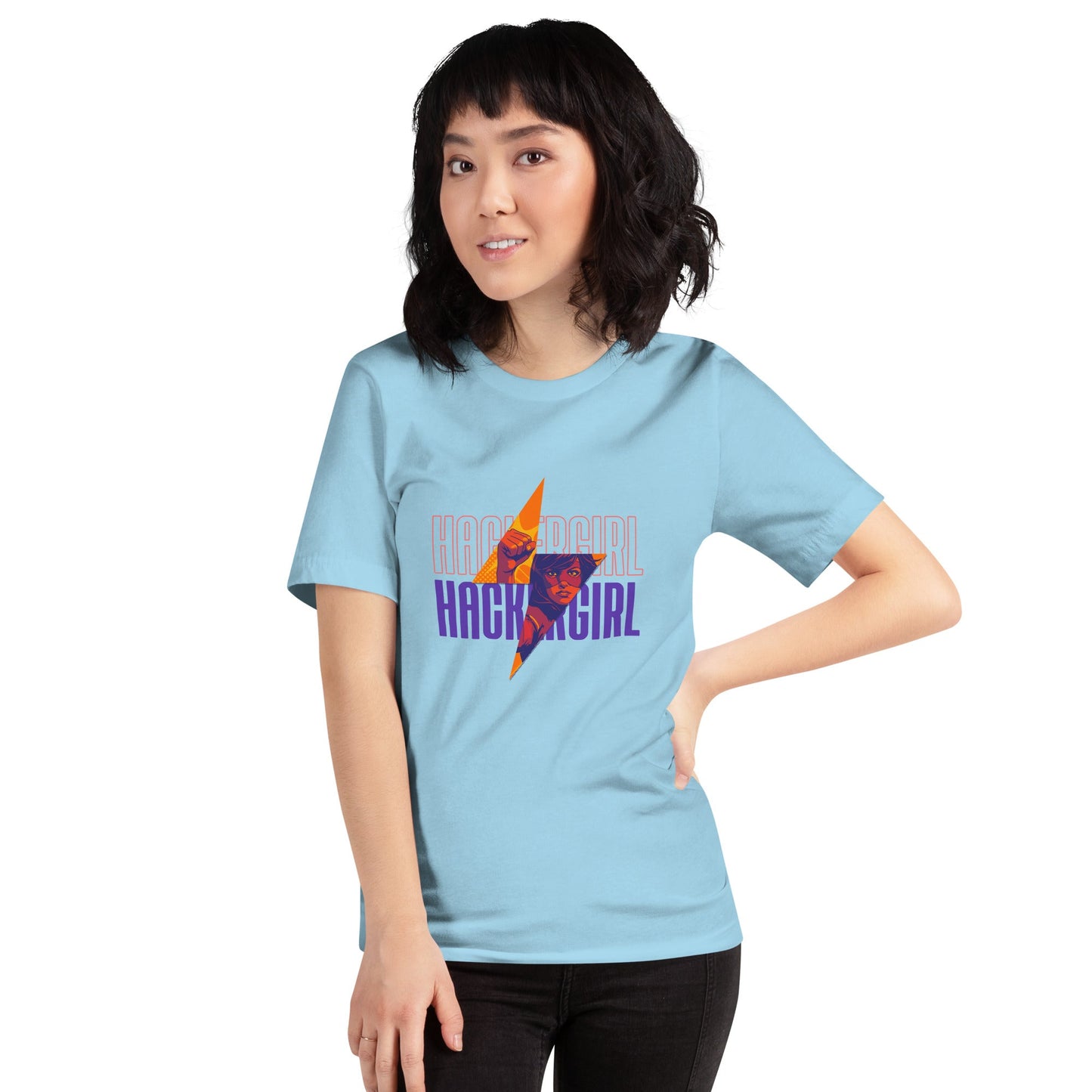 Hacker Girl V1 in Dark Color Text - Unisex t-shirt by DarkByteGear